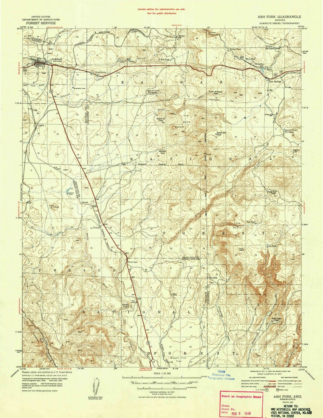 1948 Ash Fork, AZ - Arizona - USGS Topographic Map