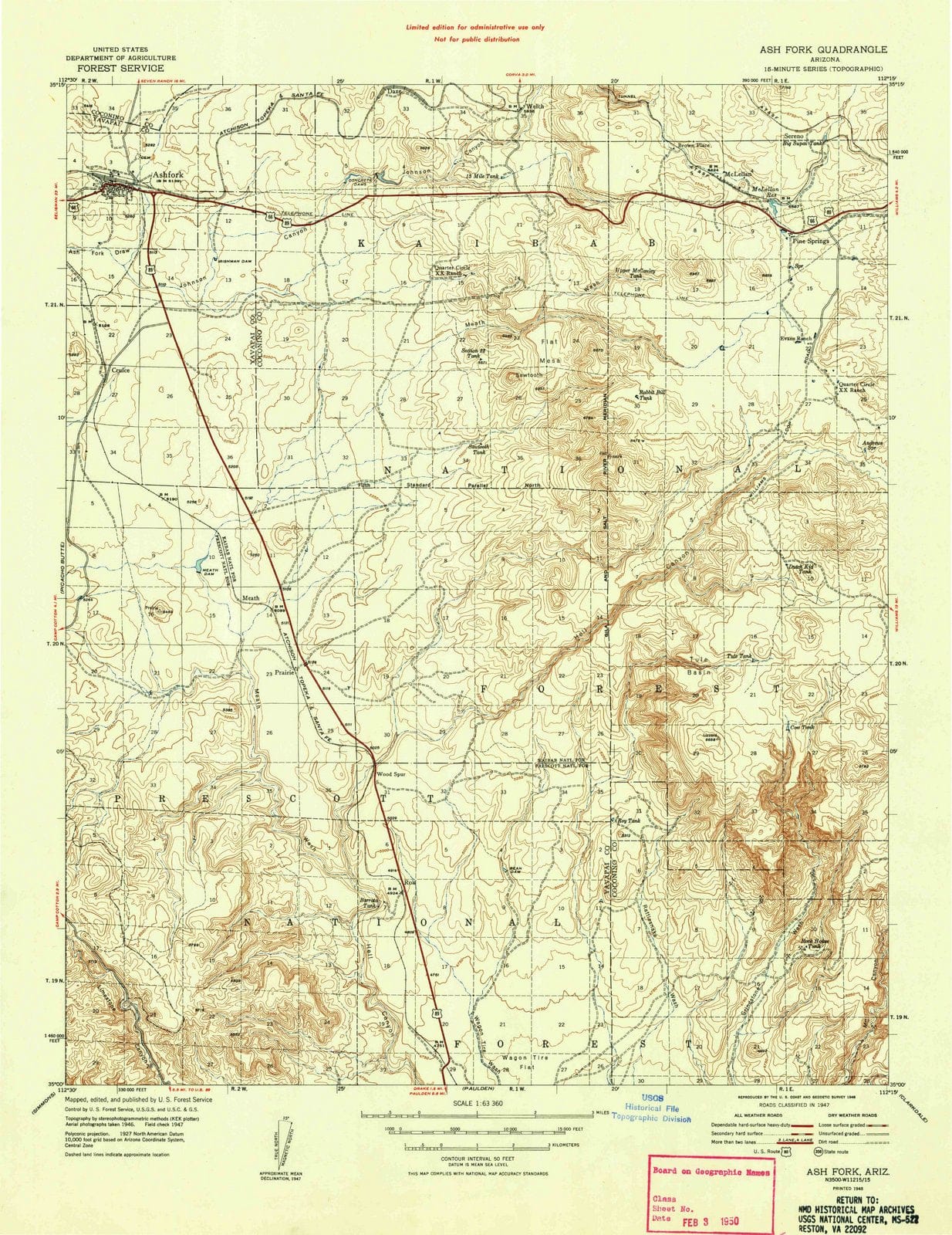 1948 Ash Fork, AZ - Arizona - USGS Topographic Map