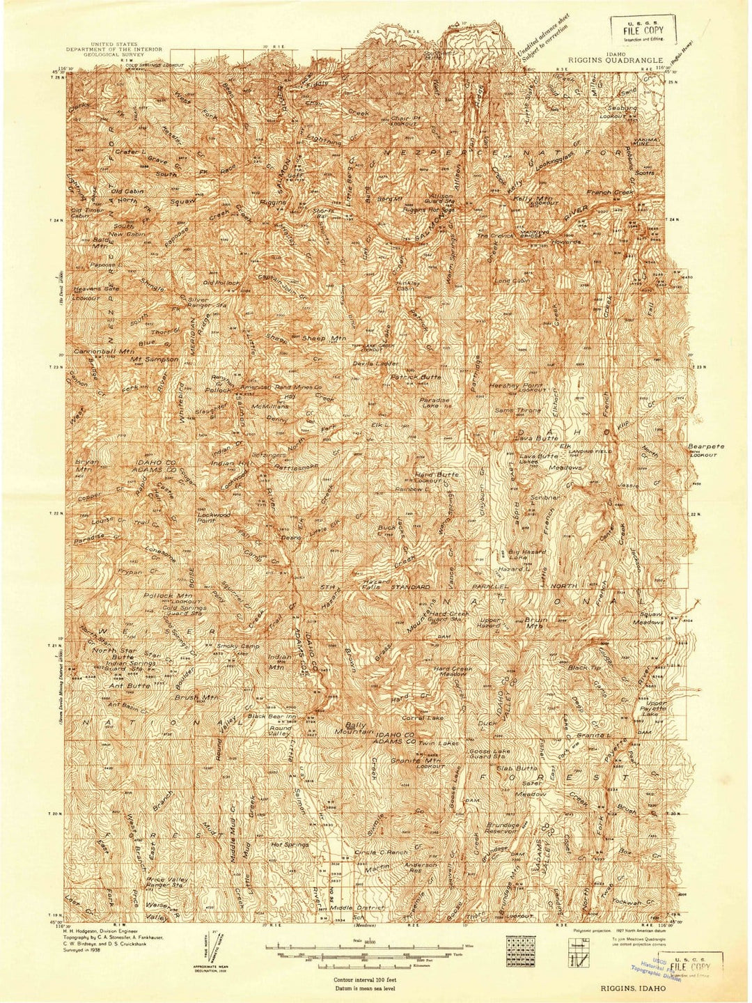 1938 Riggins, ID - Idaho - USGS Topographic Map v2