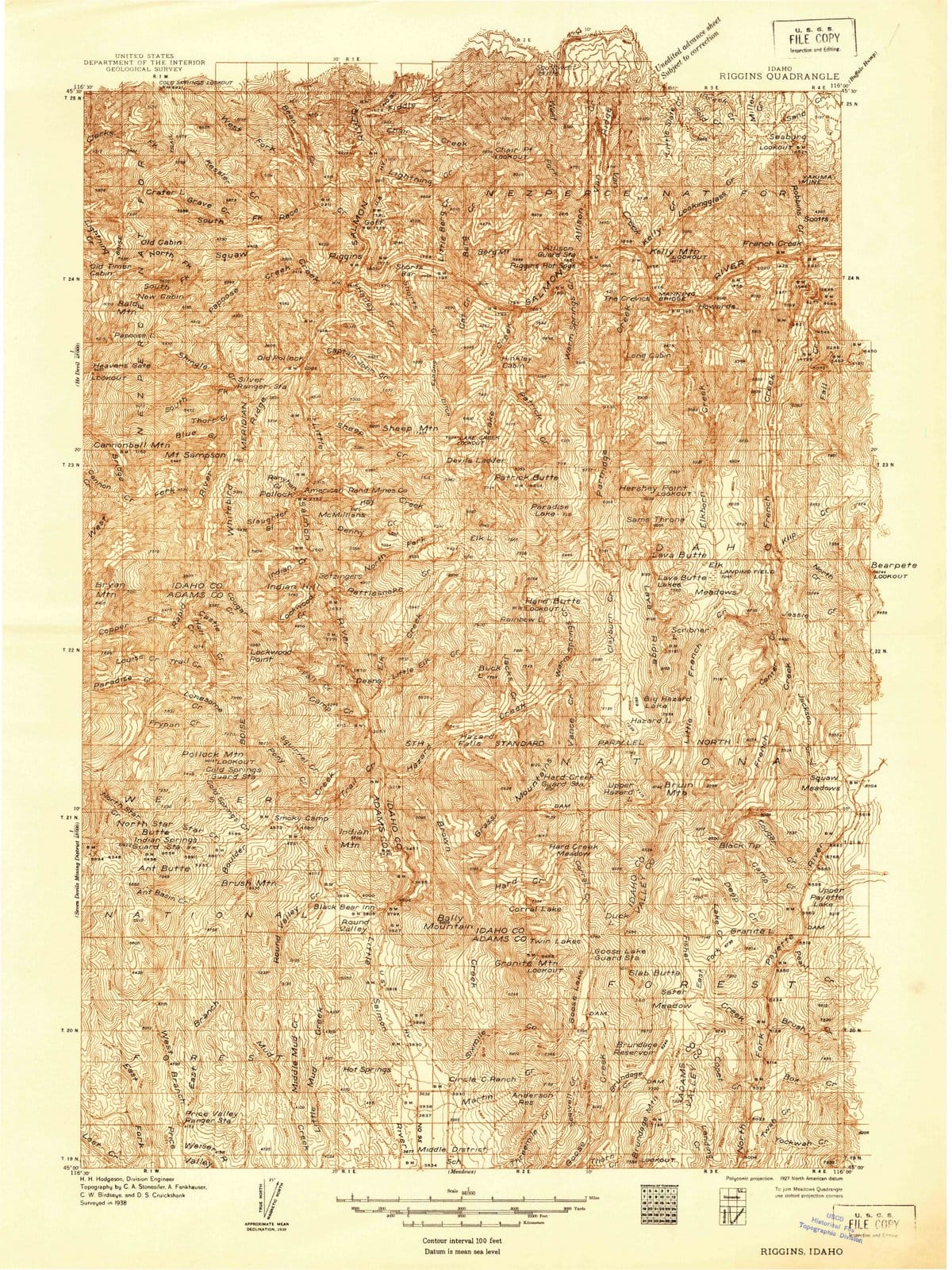 1938 Riggins, ID - Idaho - USGS Topographic Map v2