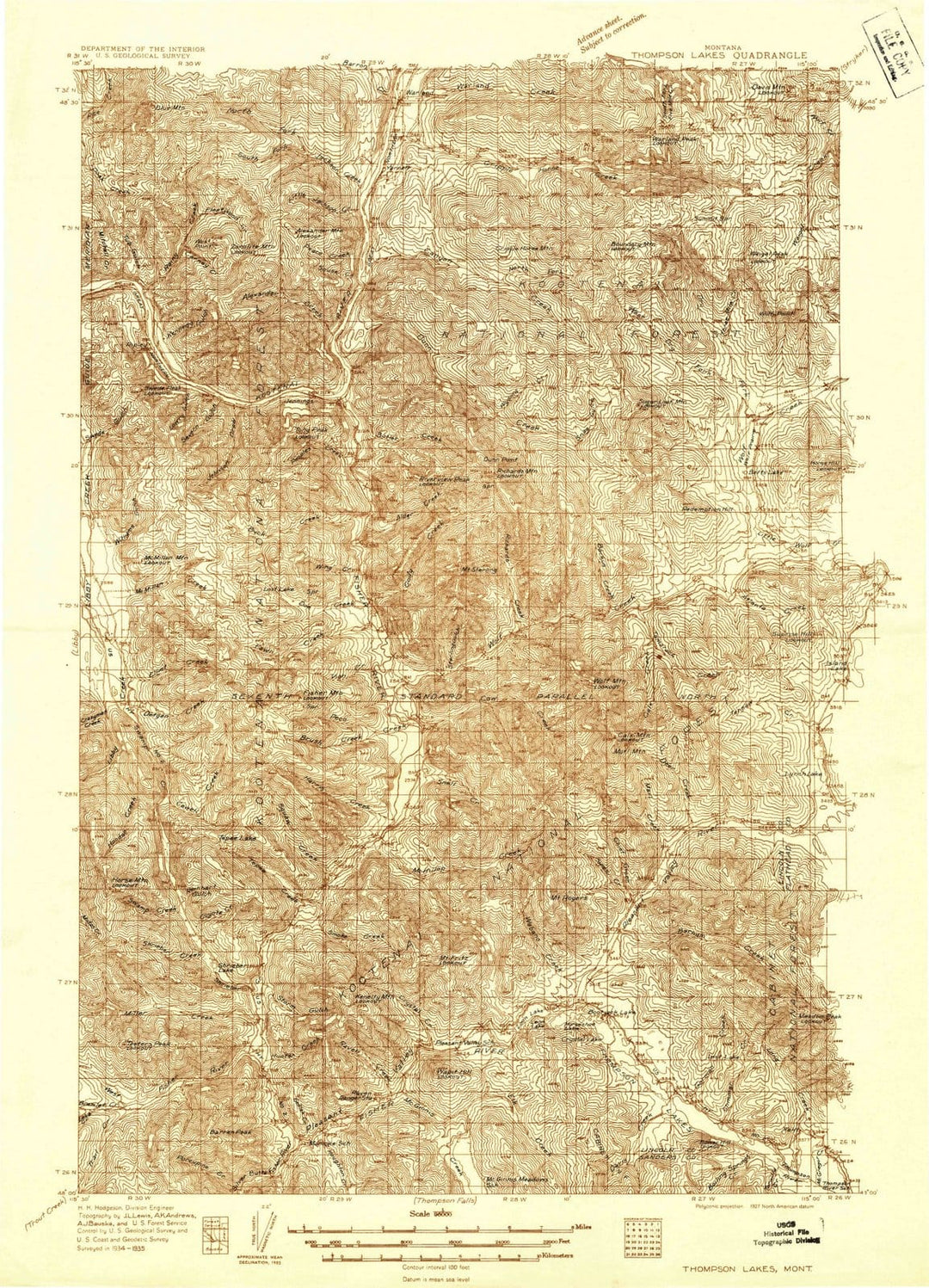 1935 Thompson Lakes, MT - Montana - USGS Topographic Map v2