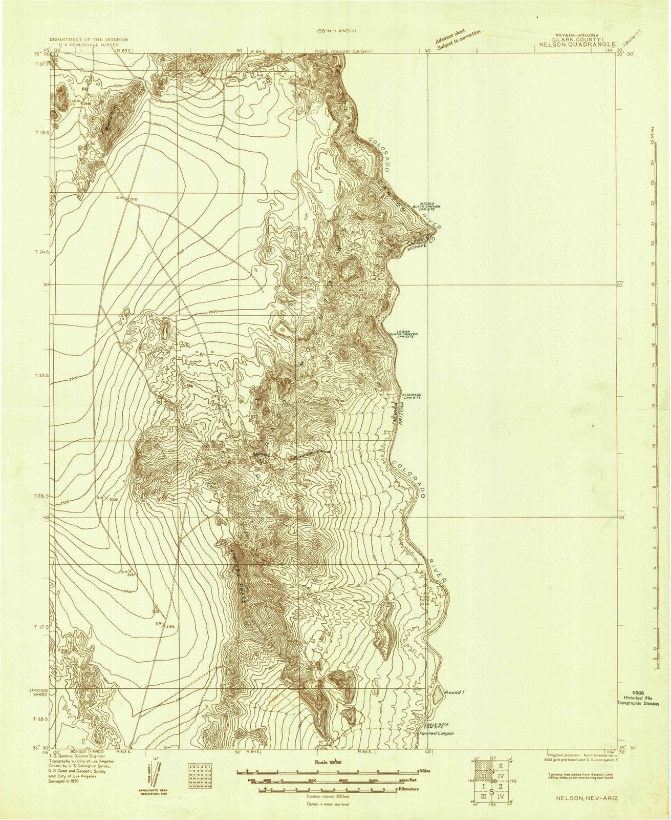 1926 Nelson, NV - Nevada - USGS Topographic Map