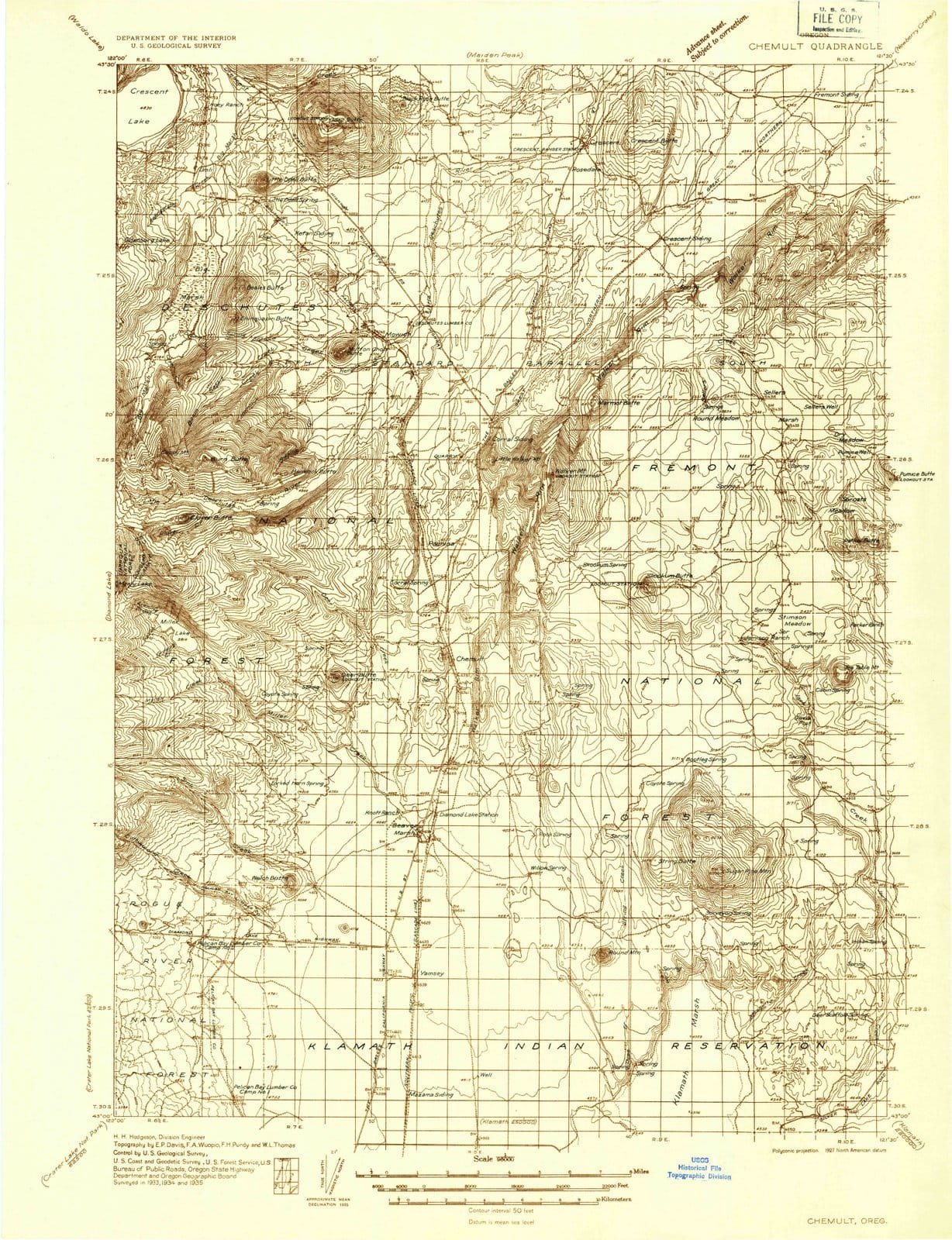 1935 Chemult, OR - Oregon - USGS Topographic Map v2