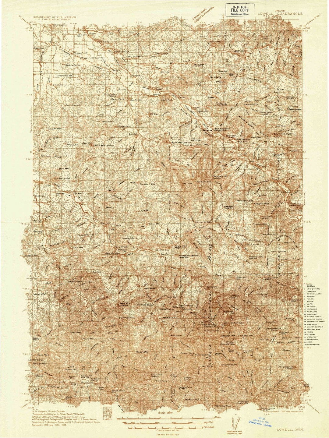 1935 Lowell, OR - Oregon - USGS Topographic Map