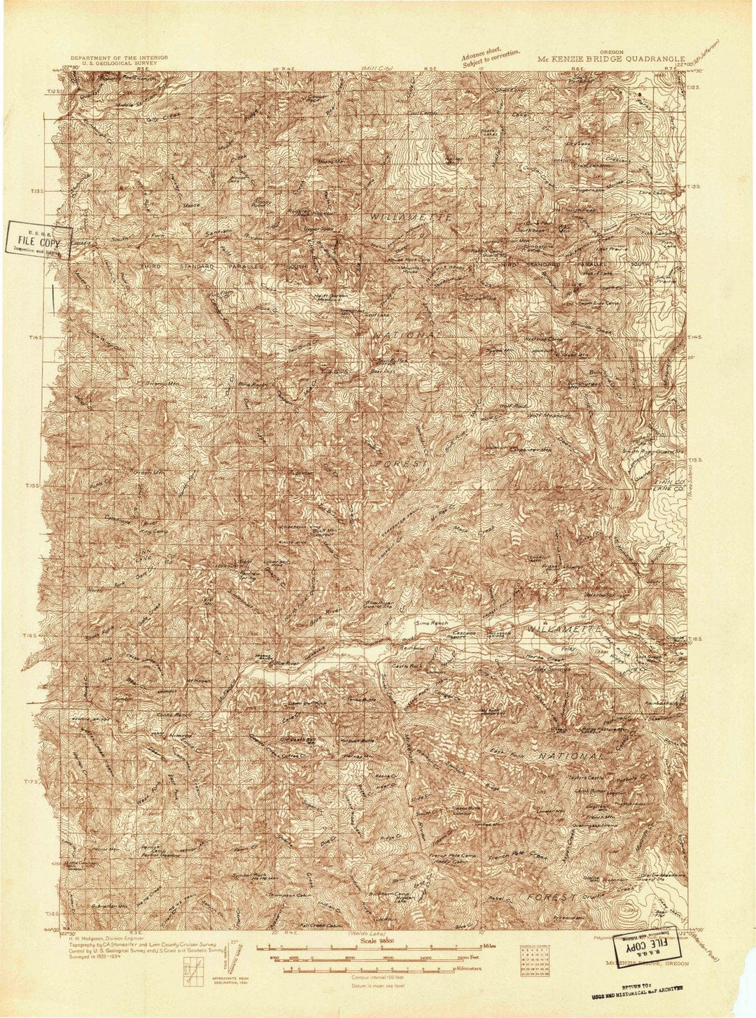 1934 Mc Kenzie Bridge, OR - Oregon - USGS Topographic Map