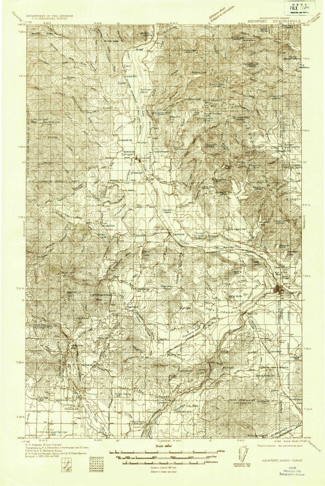 1936 Newport, WA - Washington - USGS Topographic Map v2