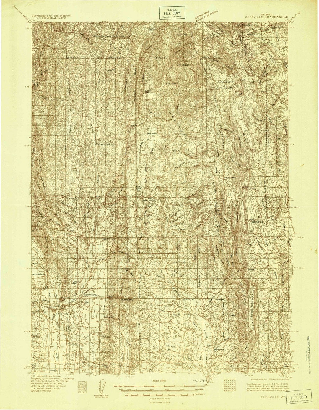 1936 Cokeville, WY - Wyoming - USGS Topographic Map