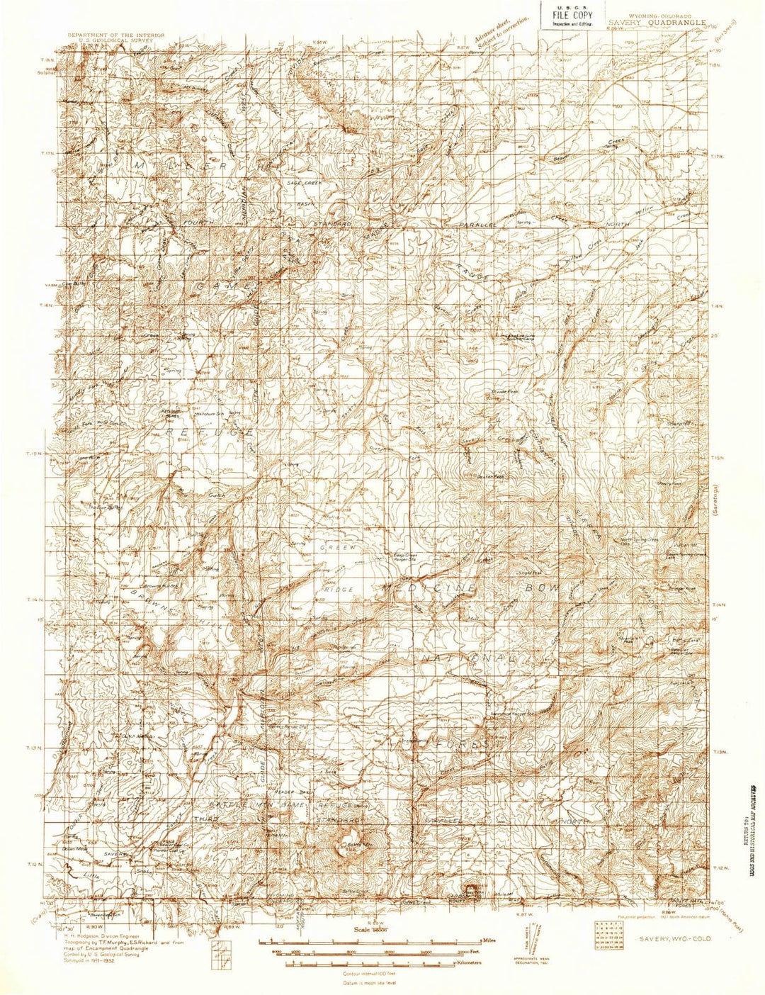 1932 Savery, WY - Wyoming - USGS Topographic Map v2