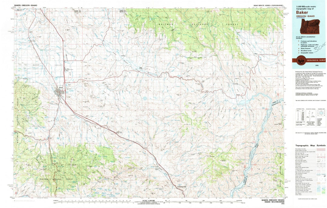 1981 Baker, OR - Oregon - USGS Topographic Map