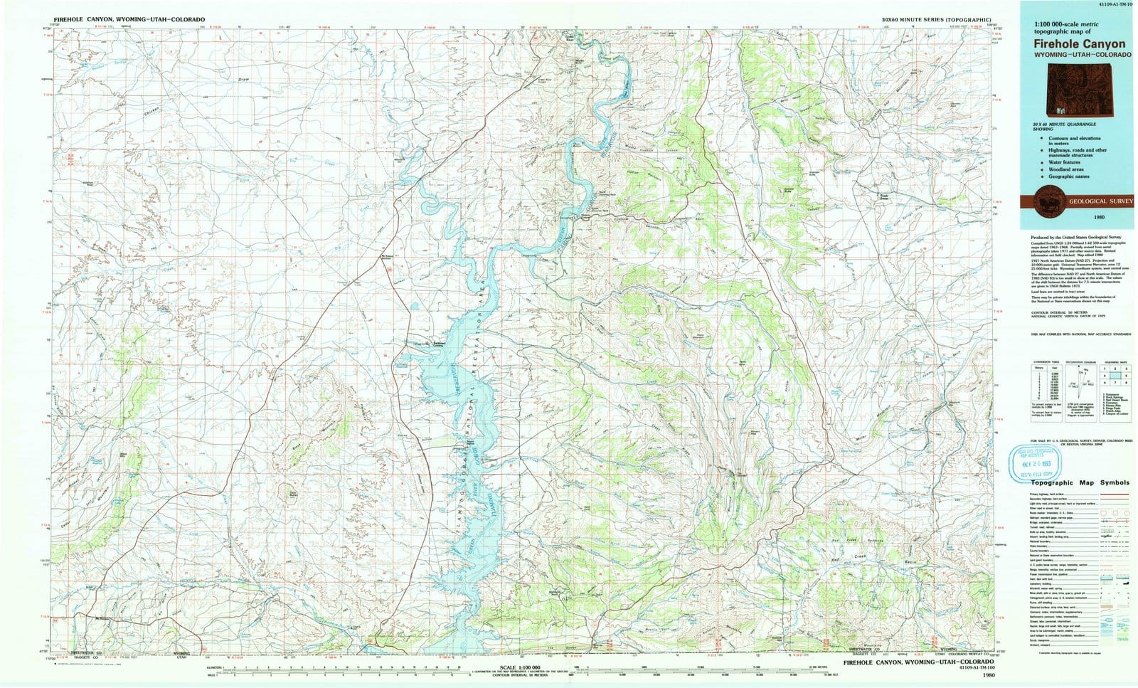 1980 Firehole Canyon, WY - Wyoming - USGS Topographic Map