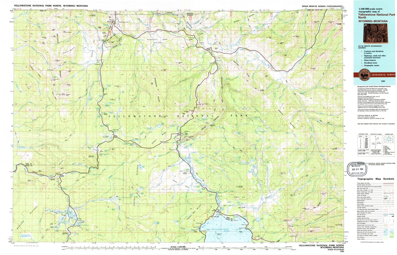 1983 Yellowstone National Park North, WY - Wyoming - USGS Topographic Map