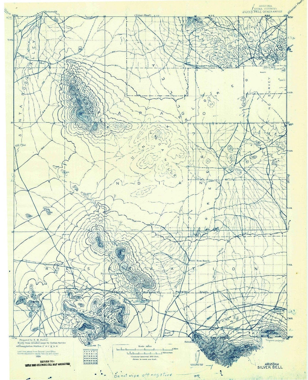 1934 Silver Bell, AZ - Arizona - USGS Topographic Map