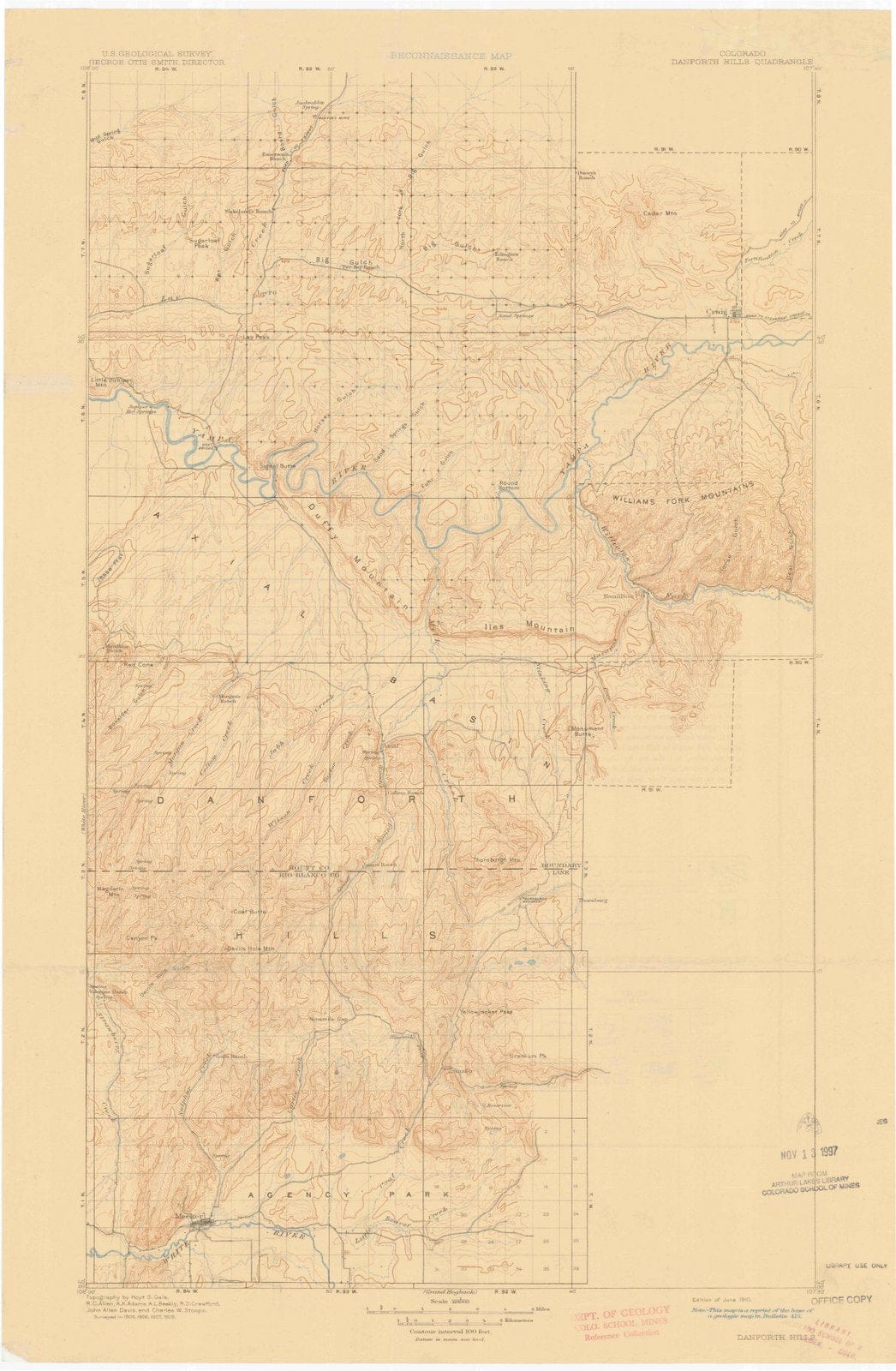 1910 Danforth Hills, CO - Colorado - USGS Topographic Map