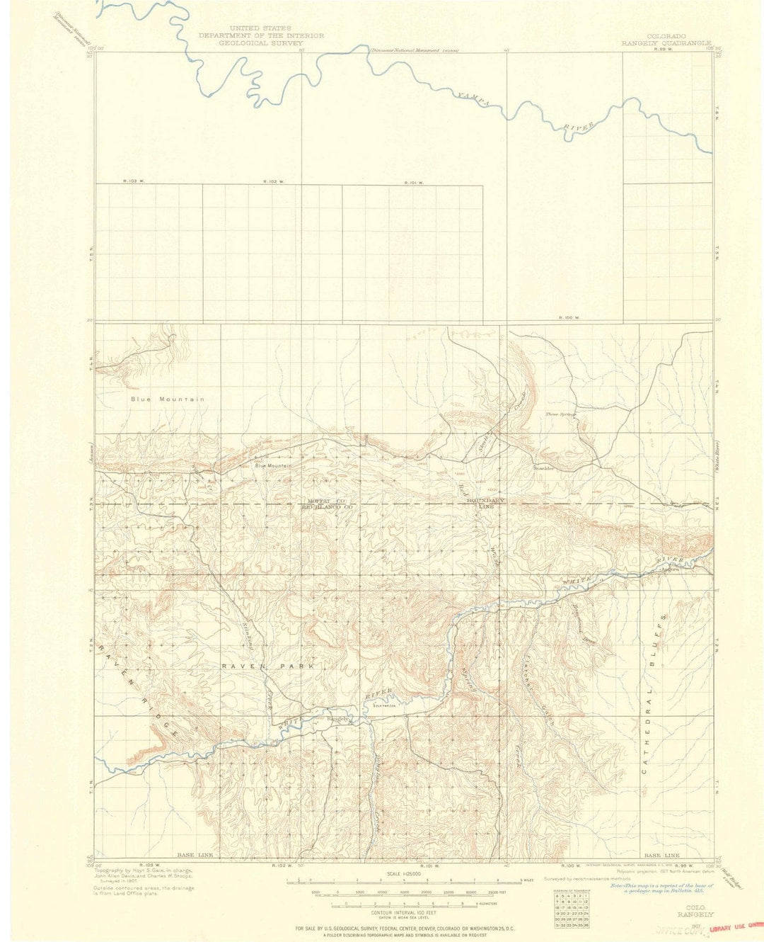 1907 Rangely, CO - Colorado - USGS Topographic Map