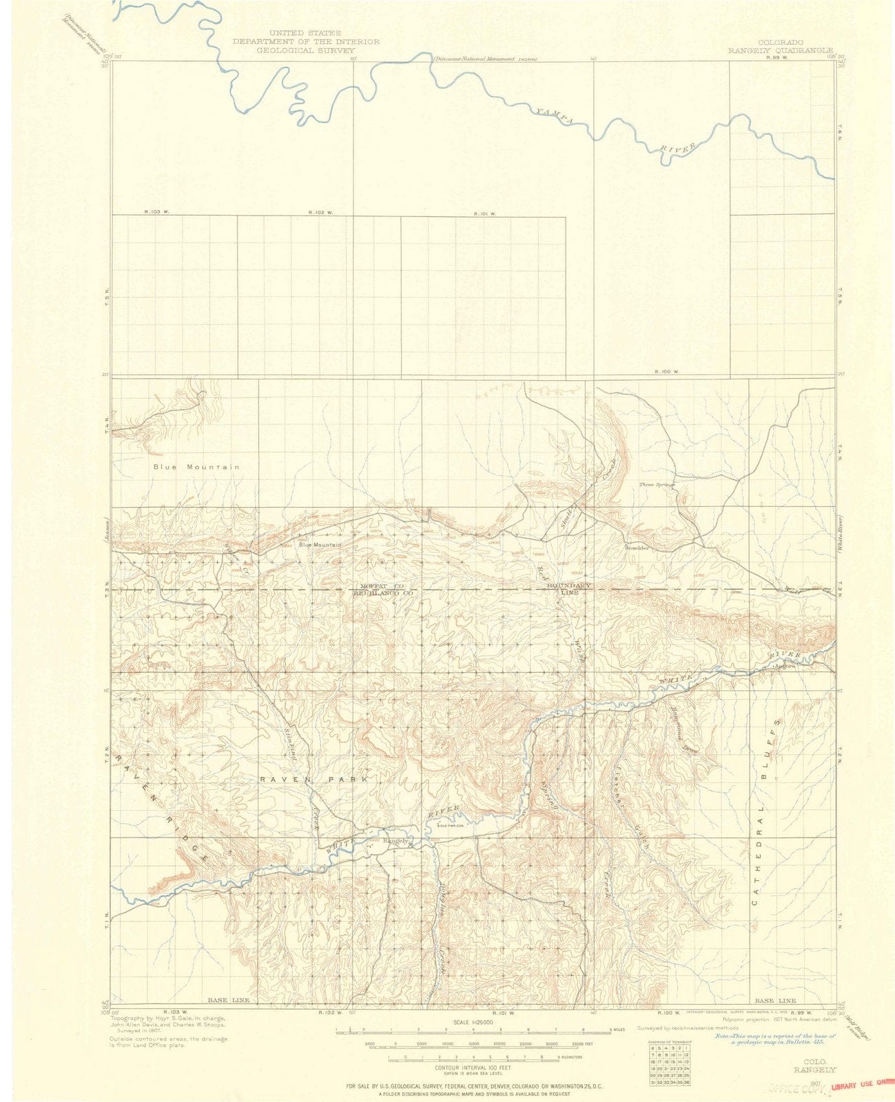 1907 Rangely, CO - Colorado - USGS Topographic Map