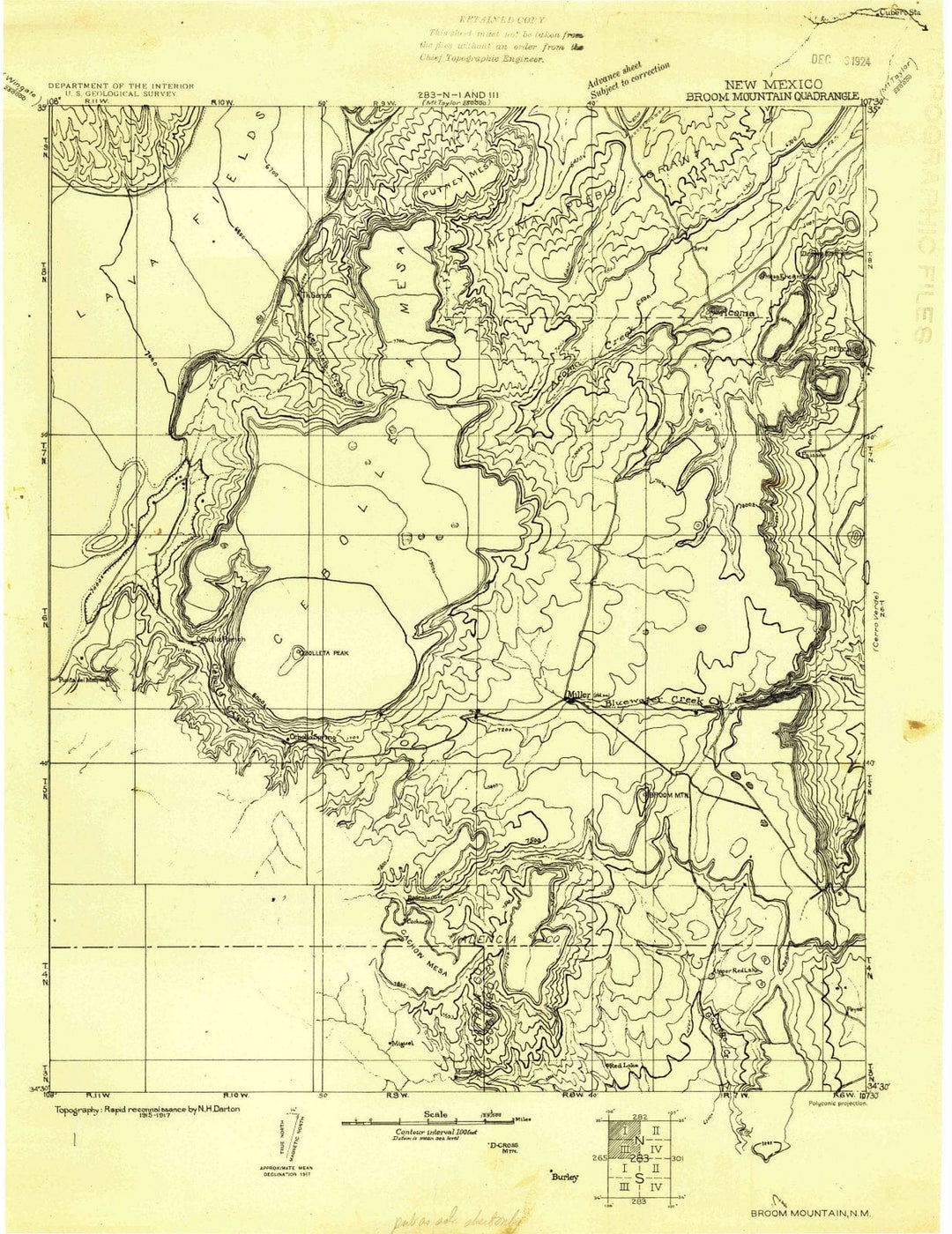 1917 Broom Mountain, NM - New Mexico - USGS Topographic Map