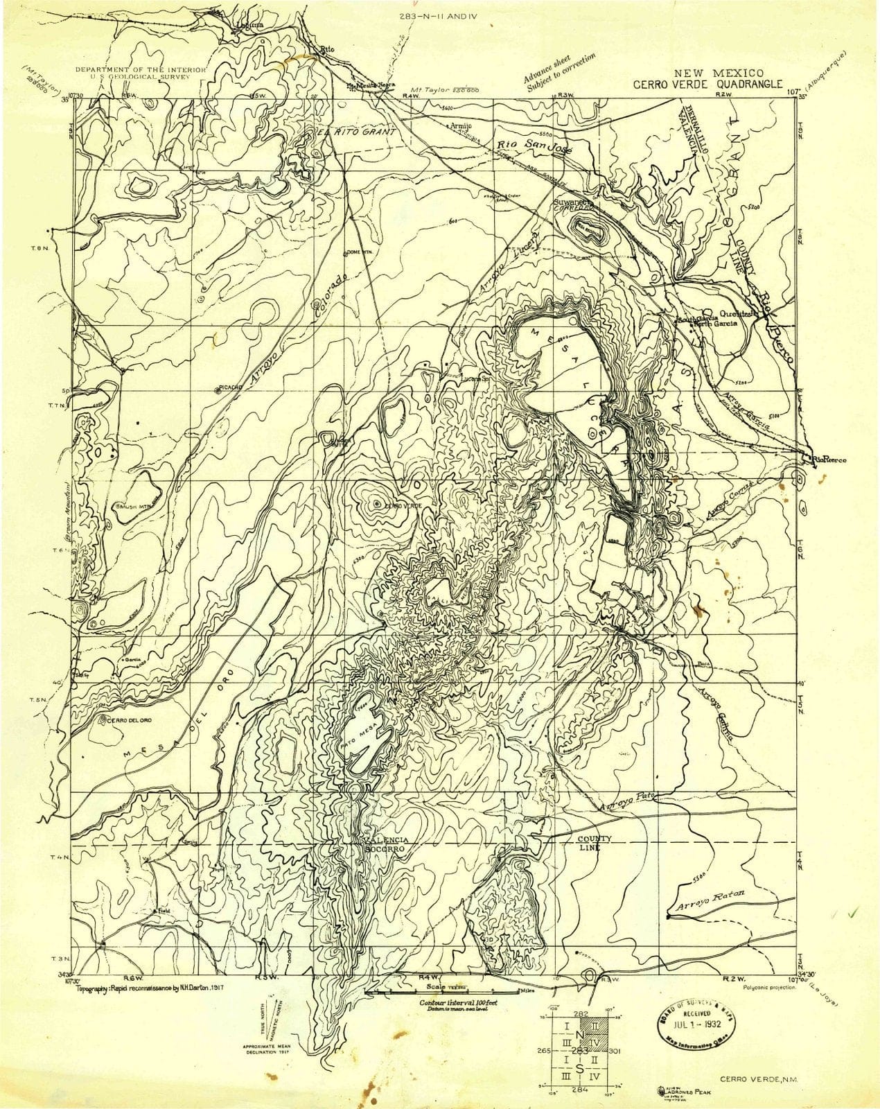 1917 Cerro Verde, NM - New Mexico - USGS Topographic Map