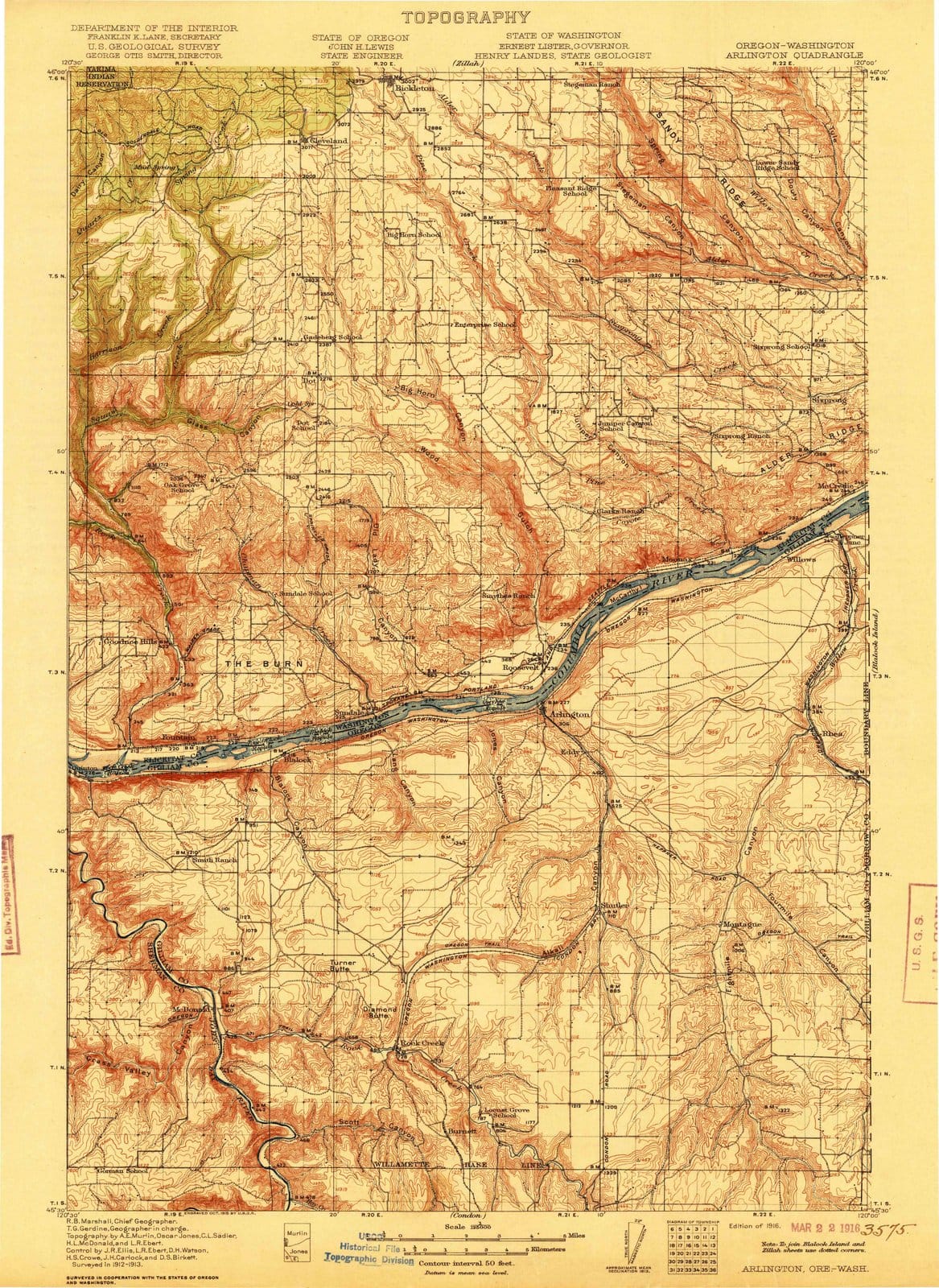 1916 Arlington, OR - Oregon - USGS Topographic Map