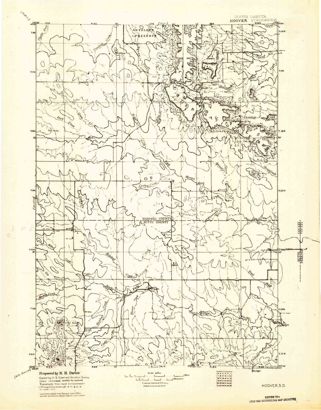 1935 Hoover, SD - South Dakota - USGS Topographic Map