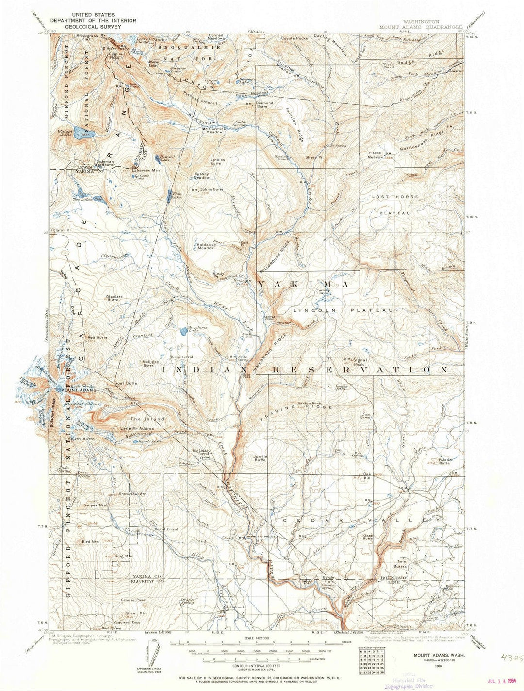 1904 Mount Adams, WA - Washington - USGS Topographic Map