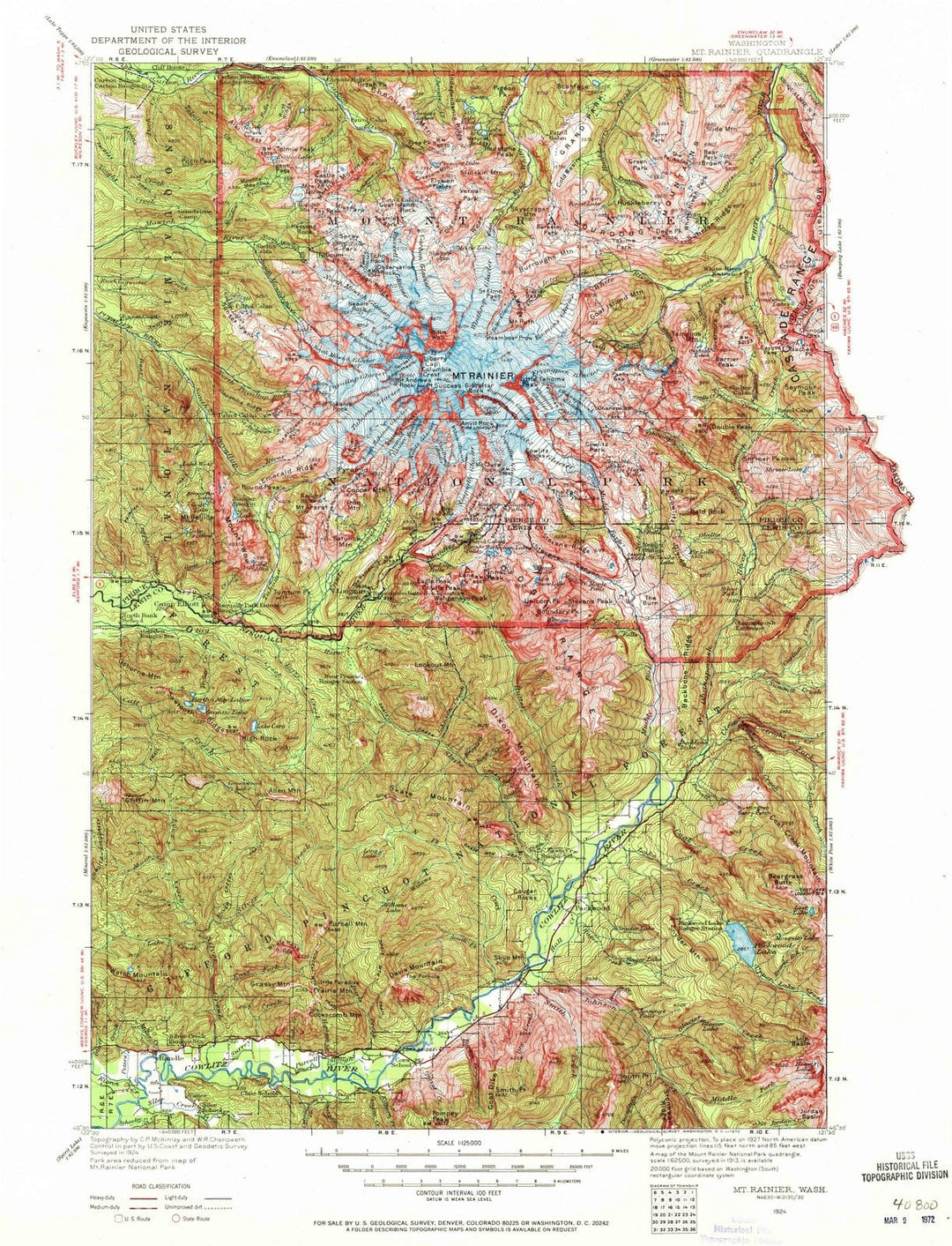 1924 Mt Rainier, WA - Washington - USGS Topographic Map v2