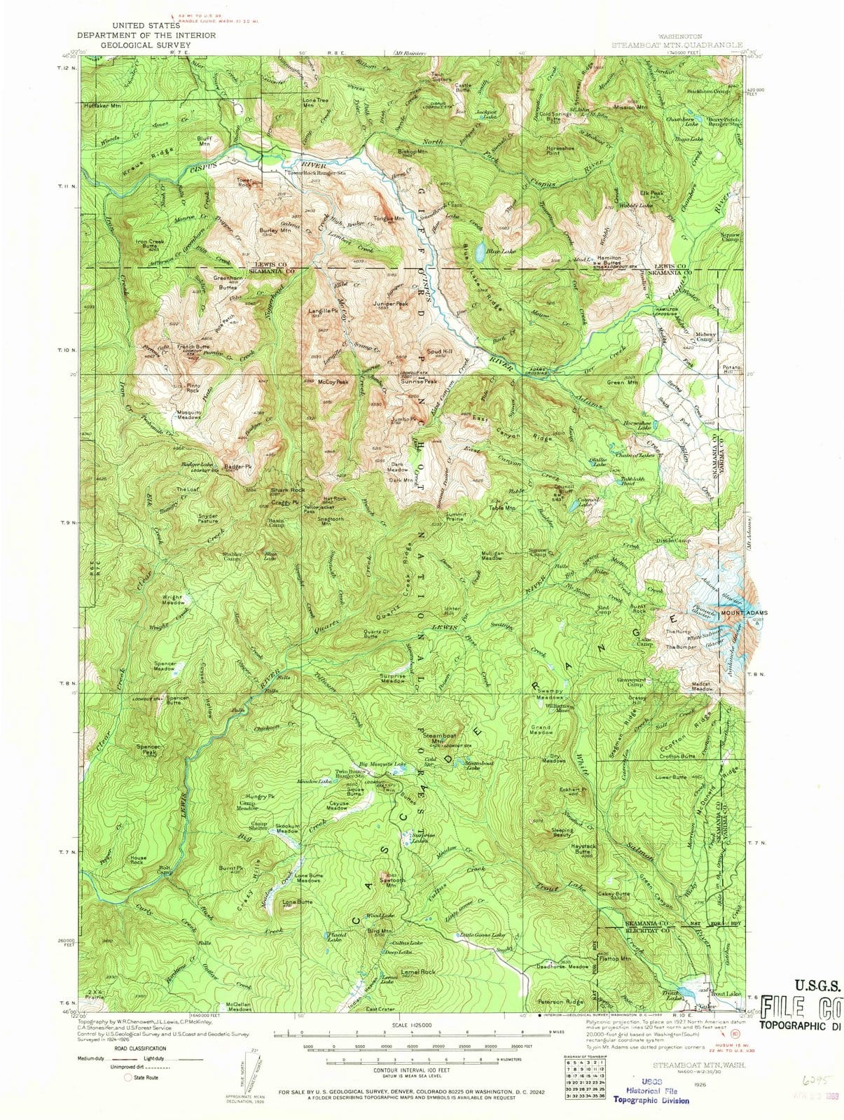 1926 Steamboat MTN, WA - Washington - USGS Topographic Map