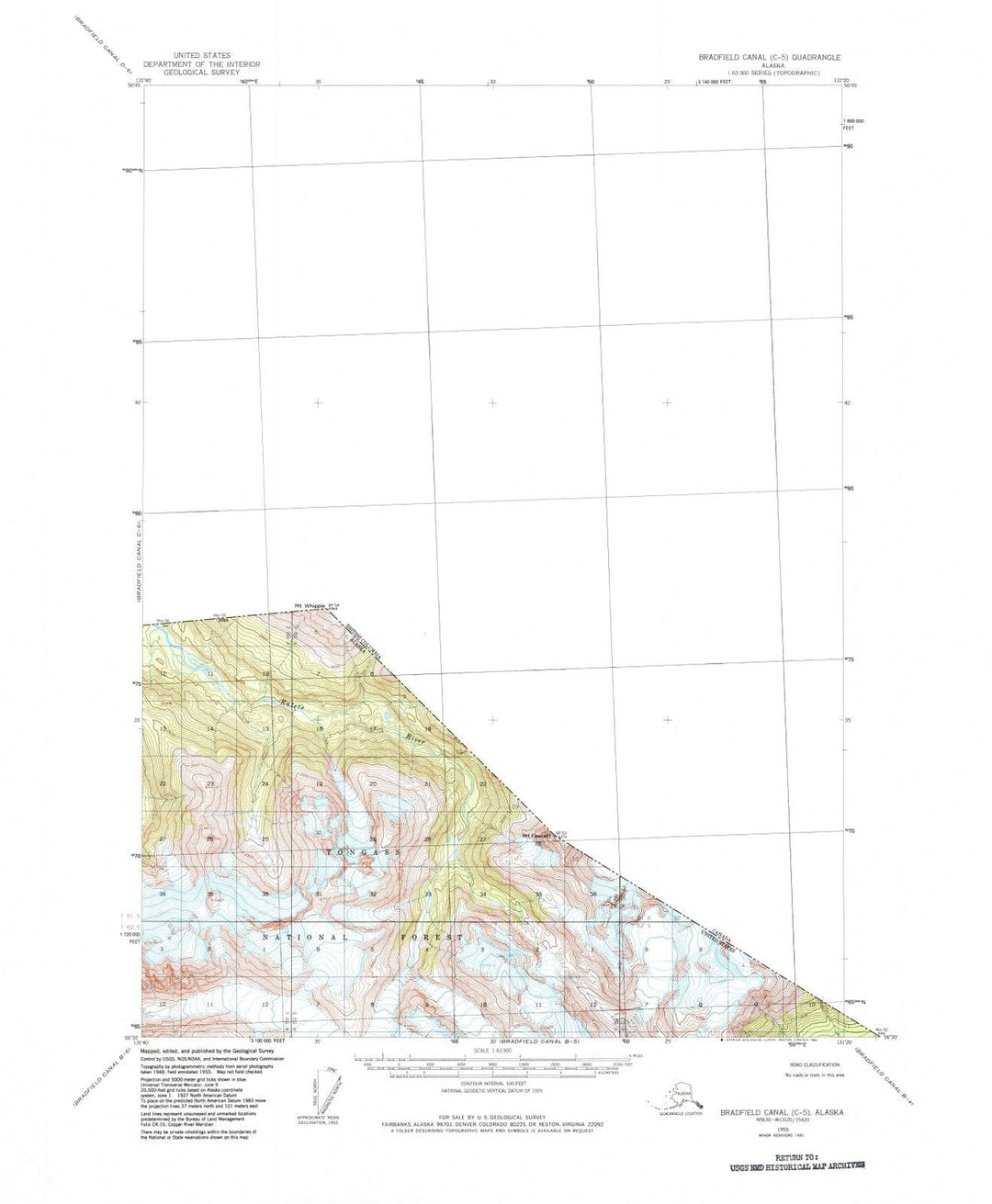 1955 Bradfieldanal, AK - Alaska - USGS Topographic Map2