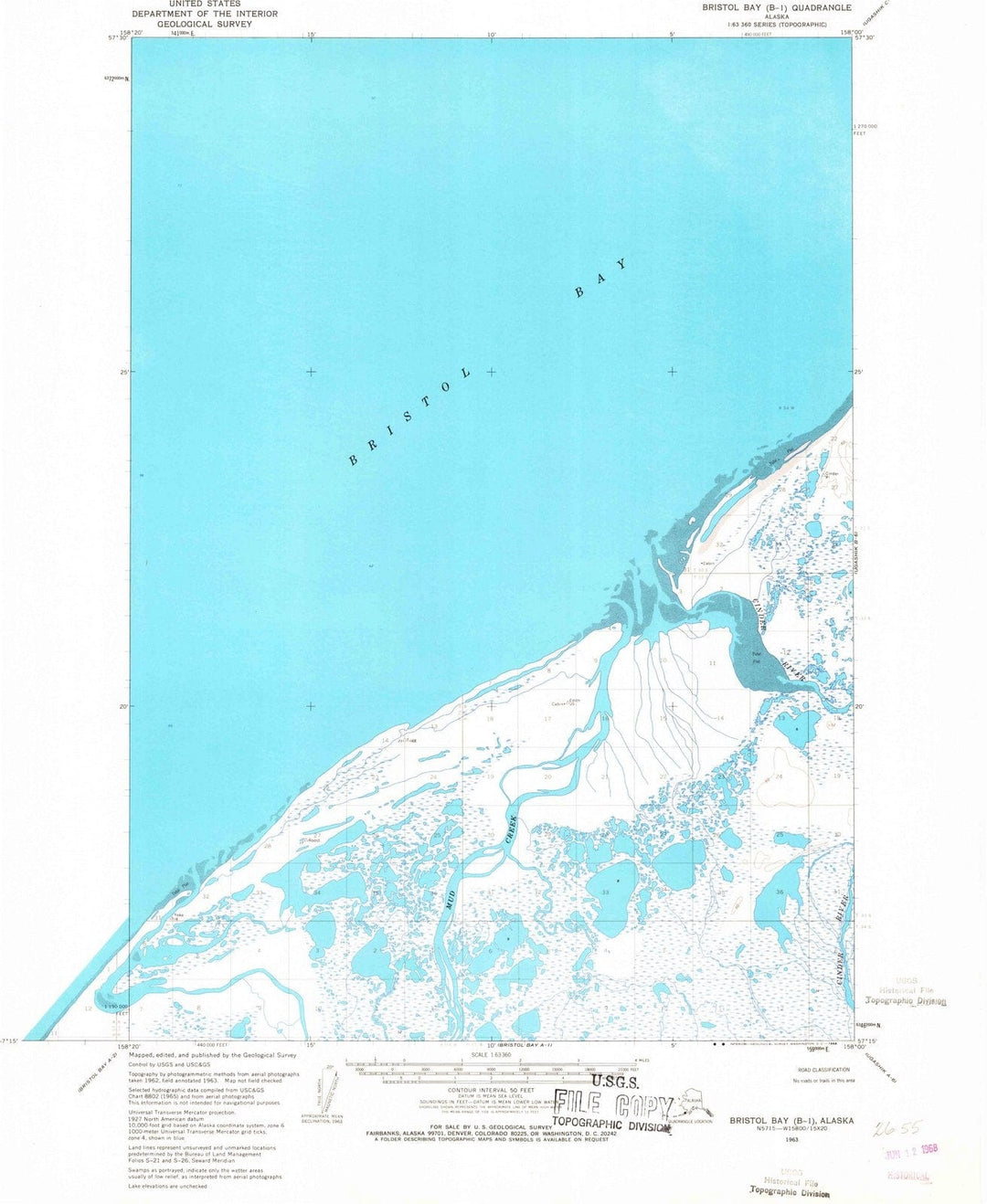 1963 Bristol Bay, AK - Alaska - USGS Topographic Map v2