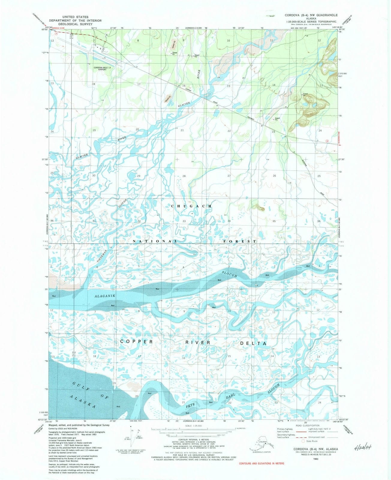 1983 Cordova, AK - Alaska - USGS Topographic Map