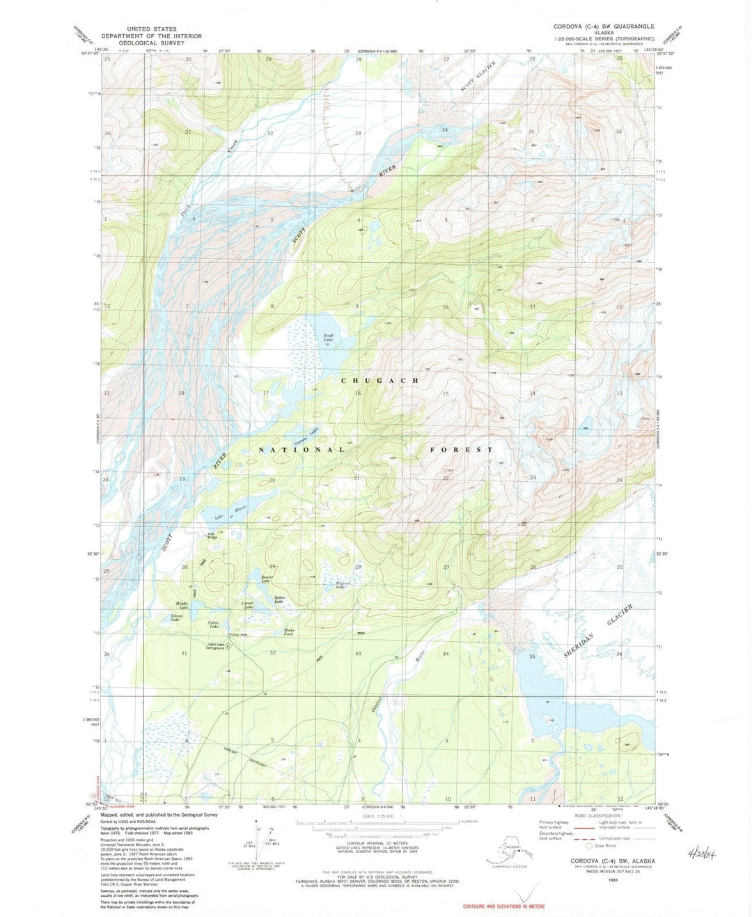 1983 Cordova, AK - Alaska - USGS Topographic Map v2