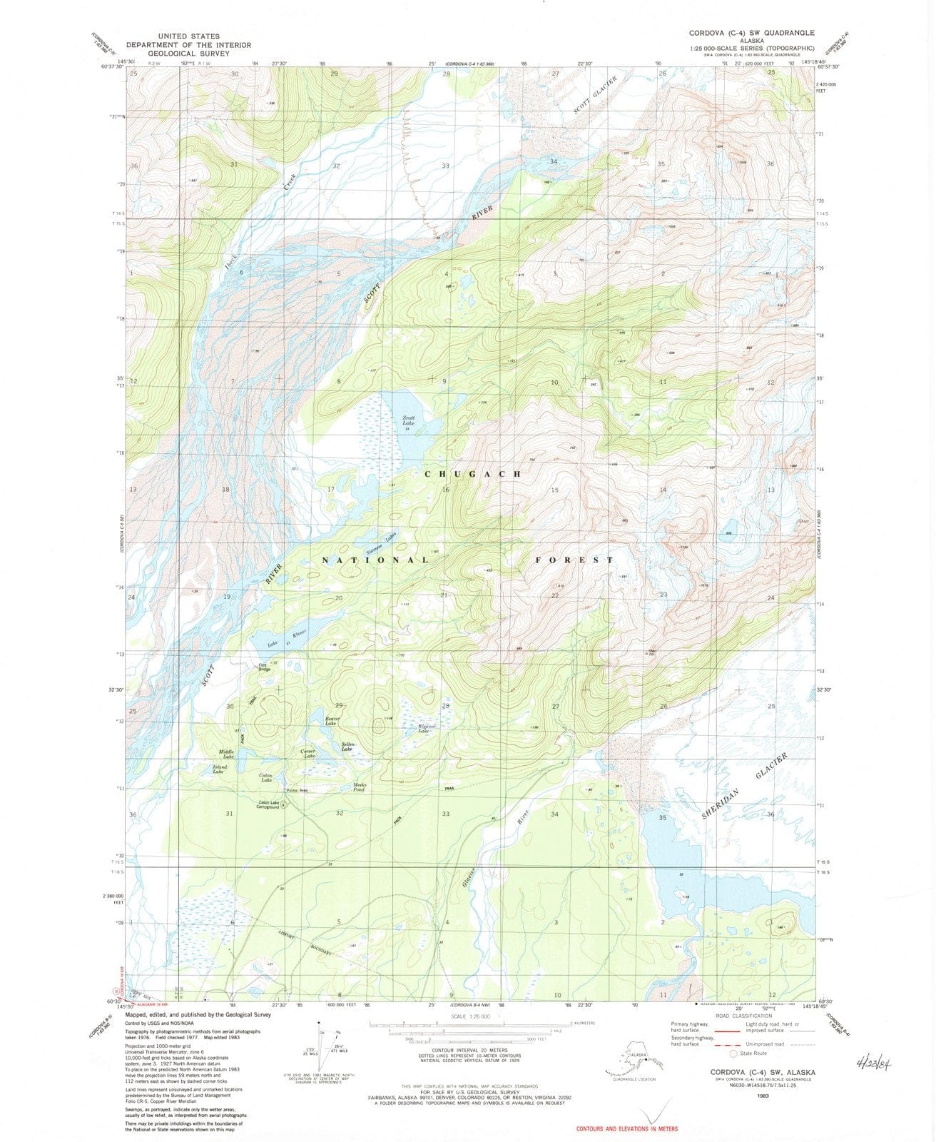 1983 Cordova, AK - Alaska - USGS Topographic Map v2