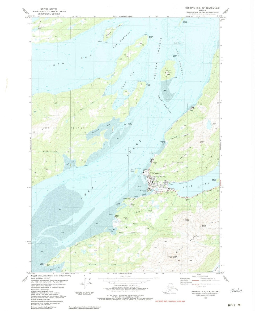 1983 Cordova, AK - Alaska - USGS Topographic Map v4