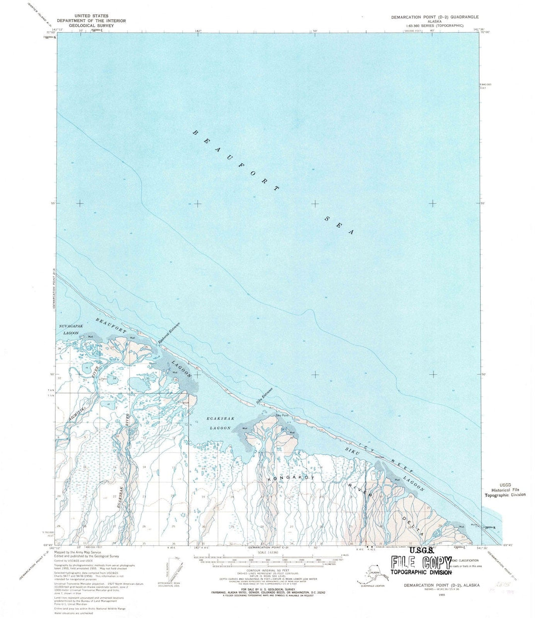 1955 Demarcation Point, AK - Alaska - USGS Topographic Map v9