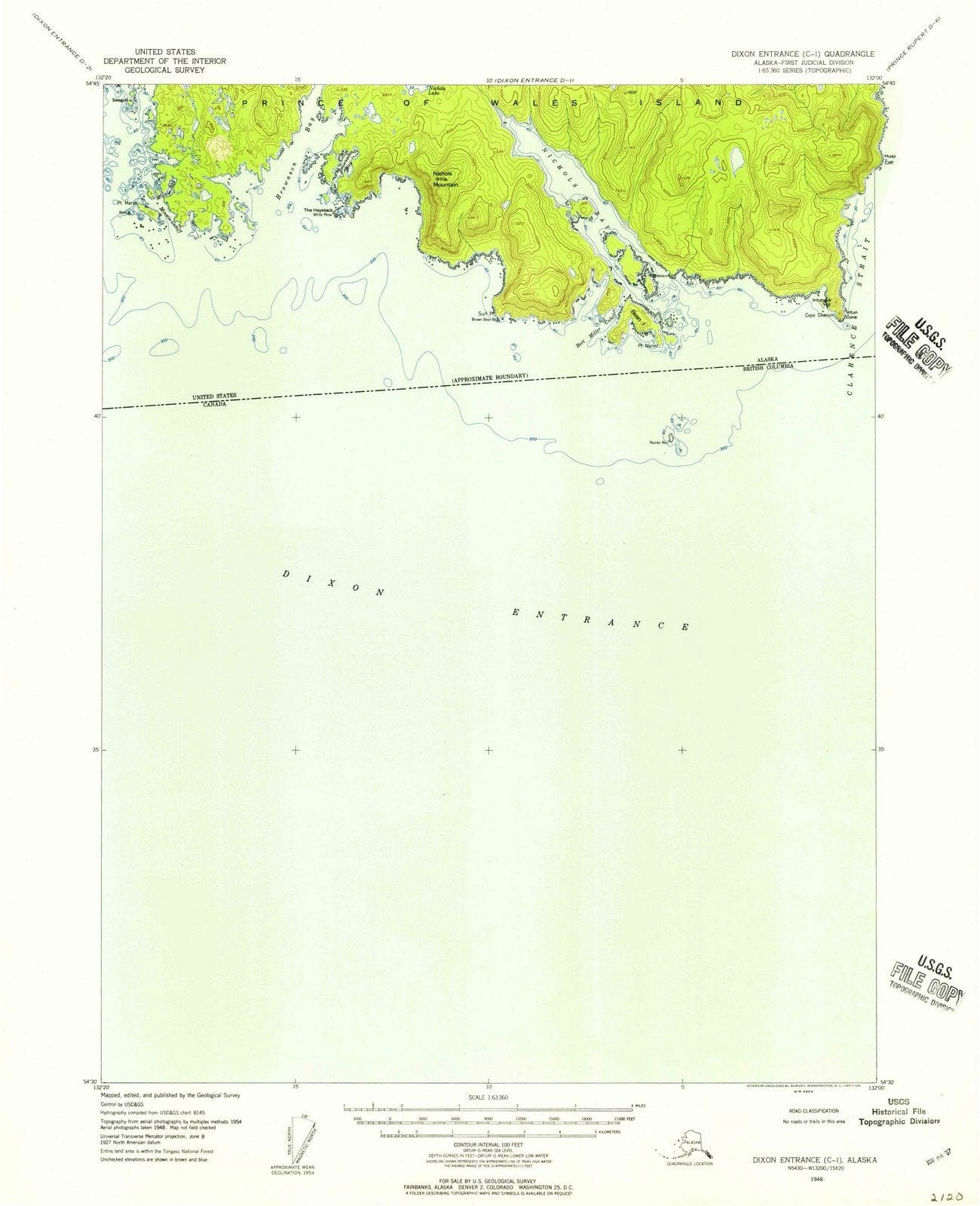 1948 Dixon Entrance, AK - Alaska - USGS Topographic Map v4