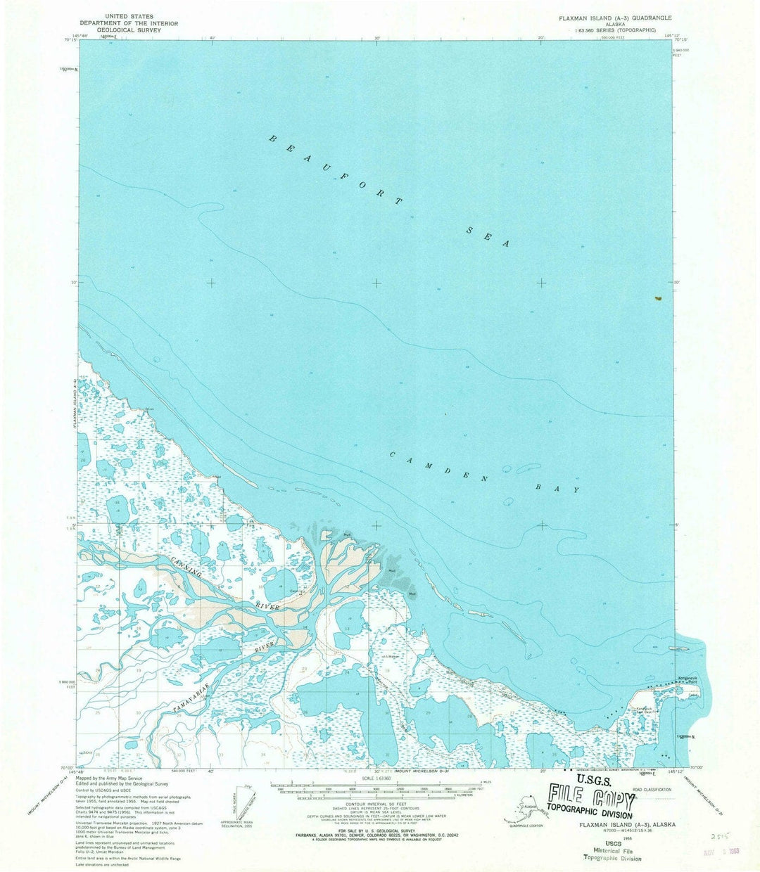 1955 Flaxman Island, AK - Alaska - USGS Topographic Map v5