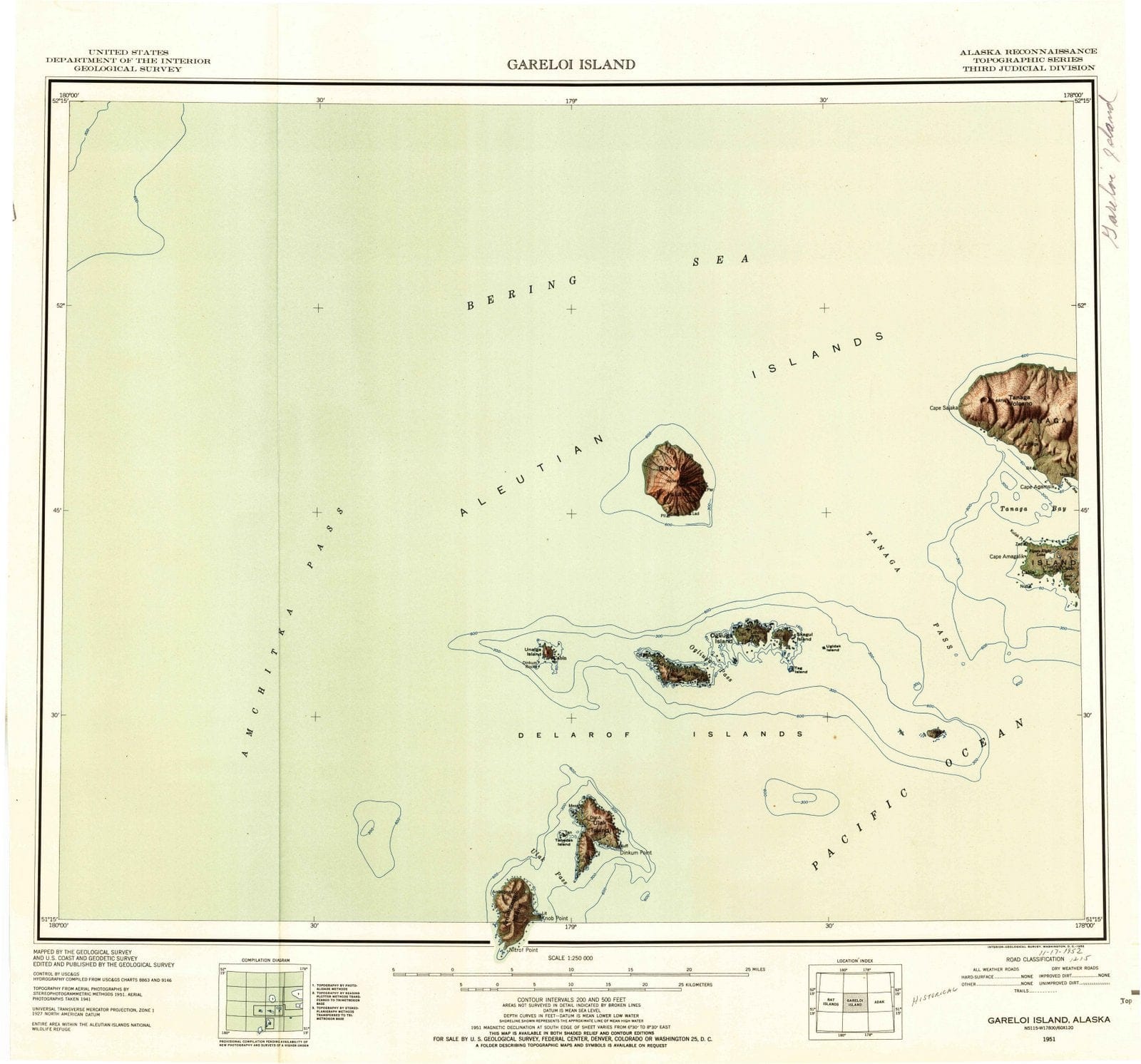 1951 Gareloi Island, AK - Alaska - USGS Topographic Map