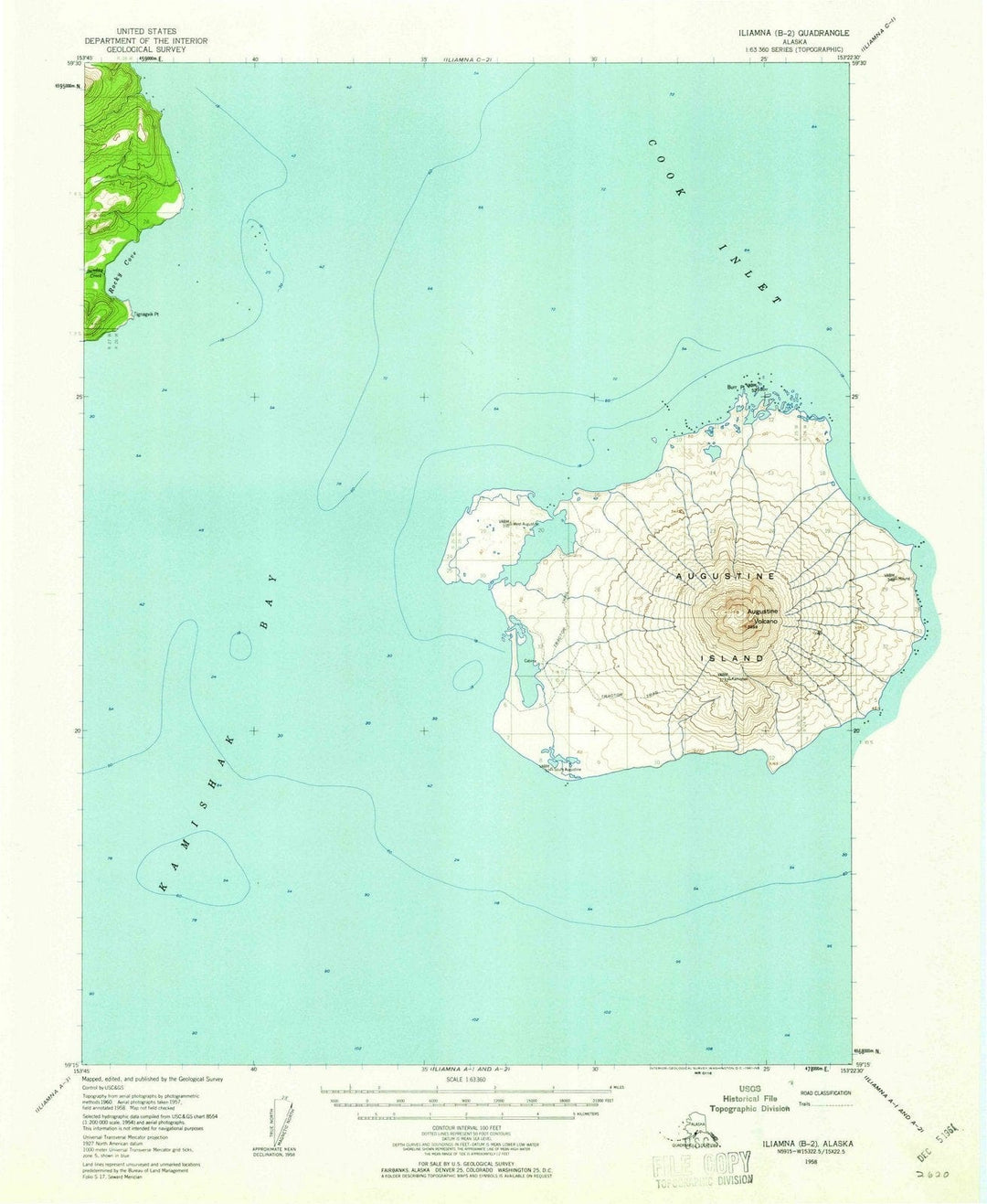 1958 Iliamna, AK - Alaska - USGS Topographic Map v4