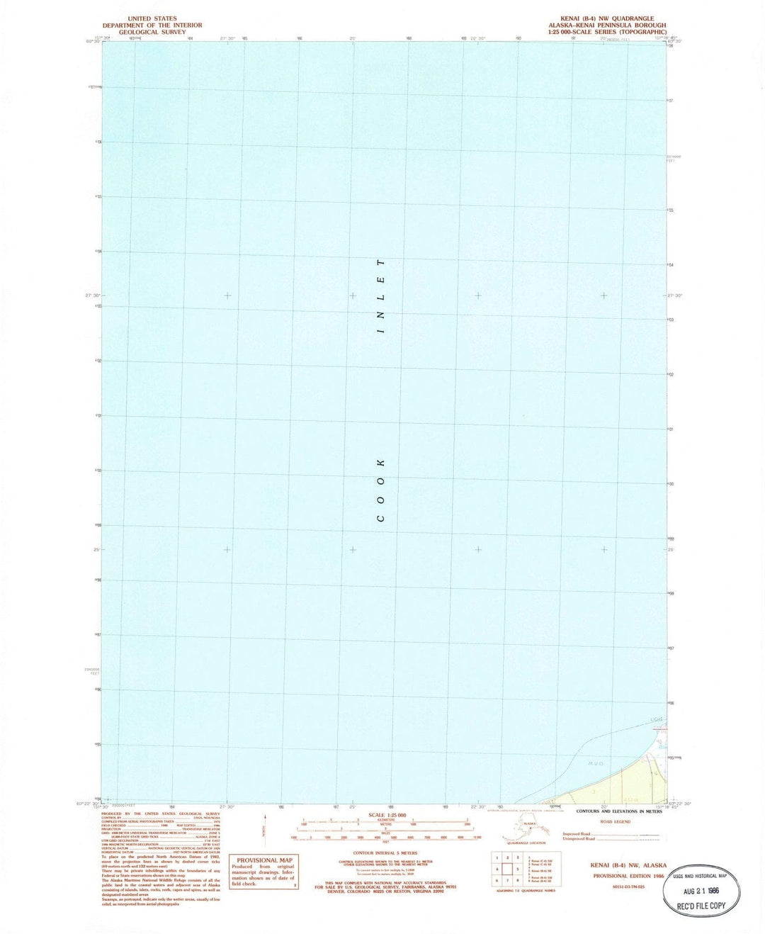 1986 Kenai, AK - Alaska - USGS Topographic Map v7