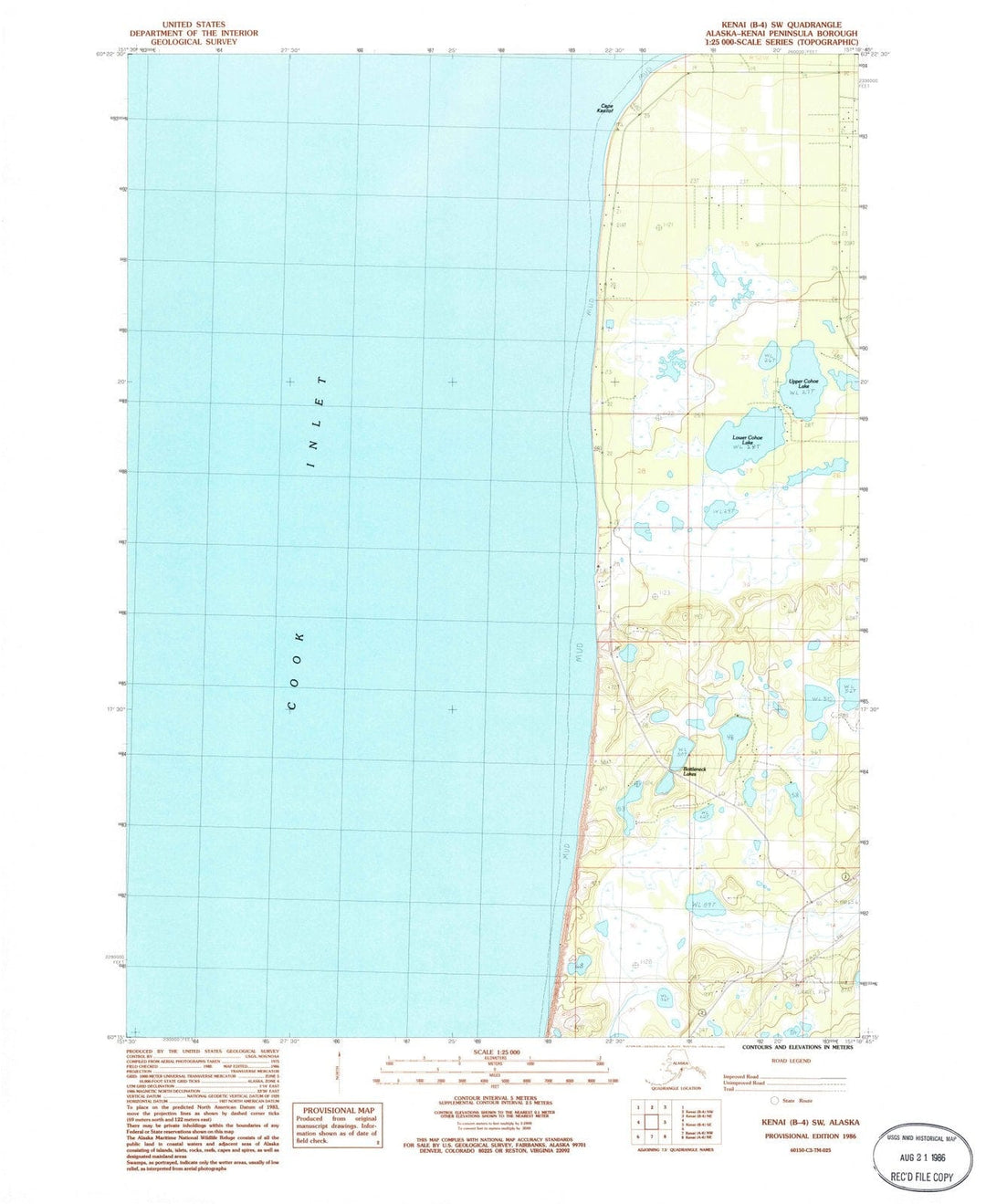 1986 Kenai, AK - Alaska - USGS Topographic Map v9