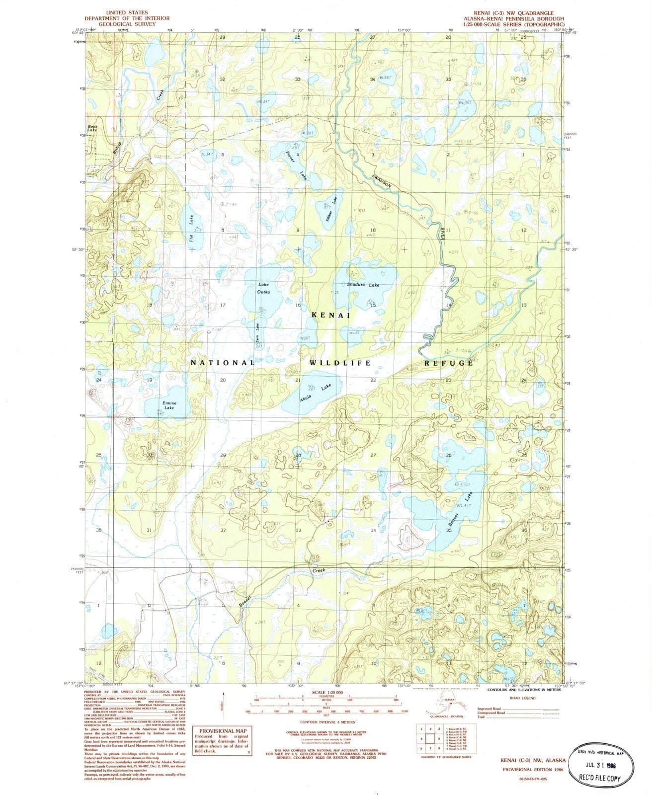 1986 Kenai, AK - Alaska - USGS Topographic Map5