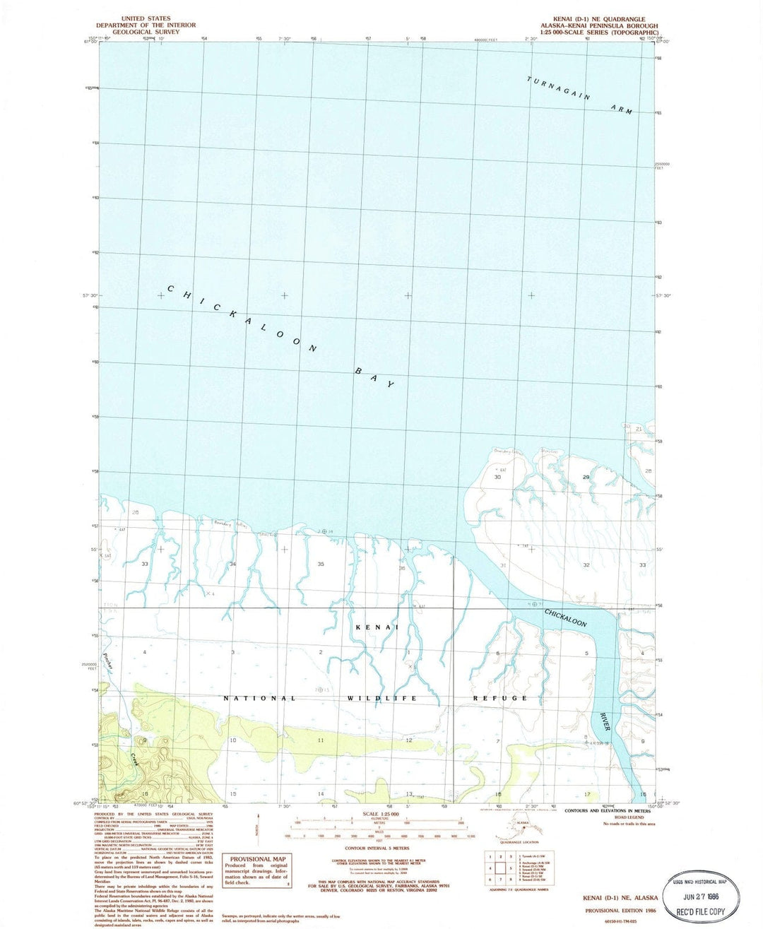 1986 Kenai, AK - Alaska - USGS Topographic Map : v5