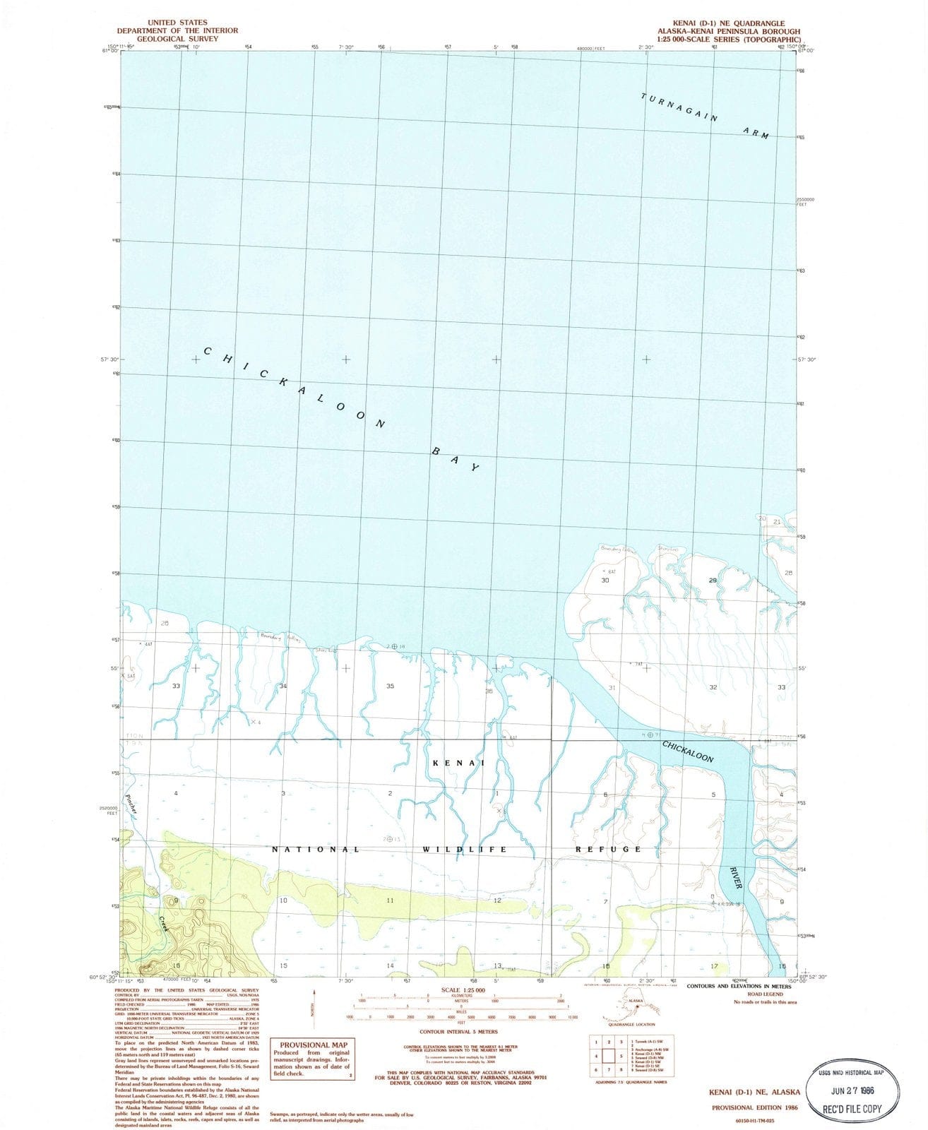 1986 Kenai, AK - Alaska - USGS Topographic Map : v5