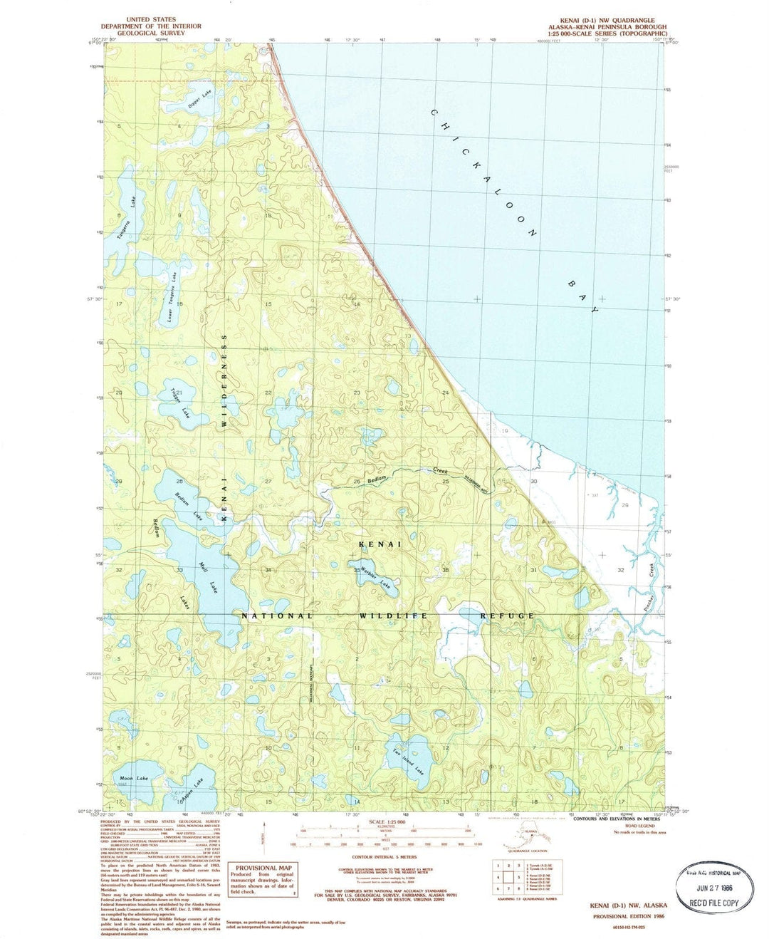 1986 Kenai, AK - Alaska - USGS Topographic Map : v6