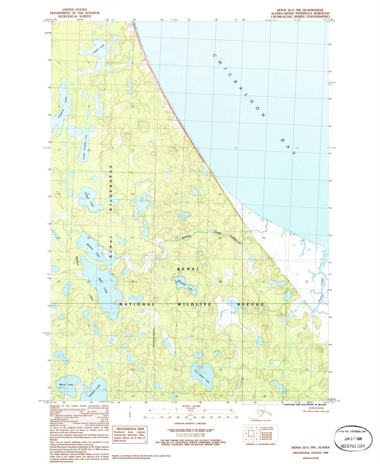 1986 Kenai, AK - Alaska - USGS Topographic Map : v6