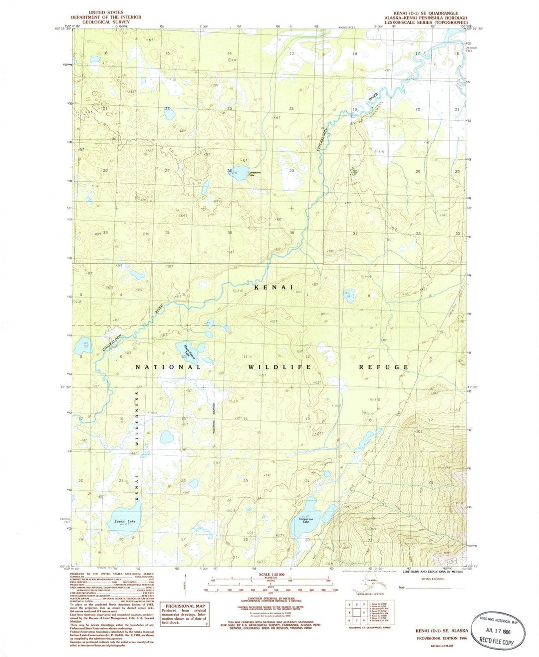 1986 Kenai, AK - Alaska - USGS Topographic Map : 1 SE