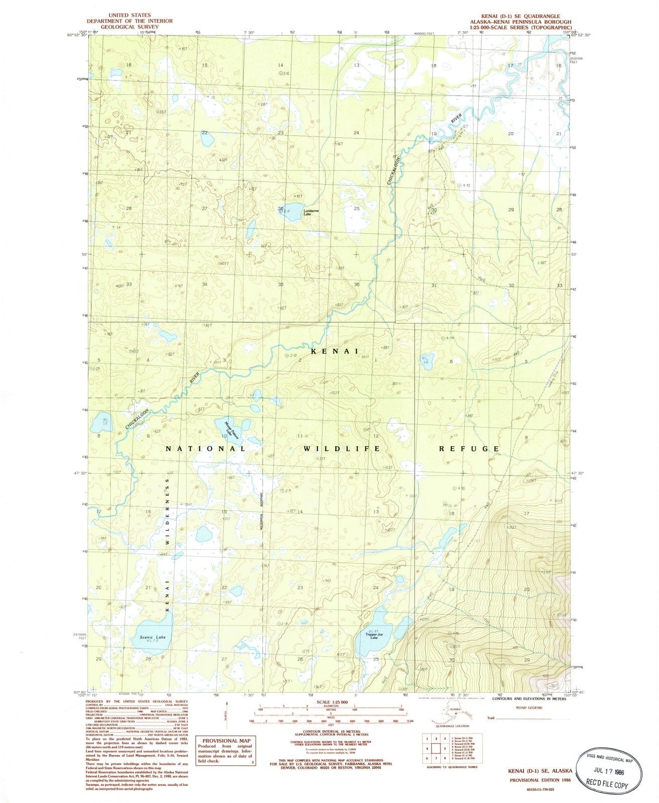 1986 Kenai, AK - Alaska - USGS Topographic Map : 1 SE