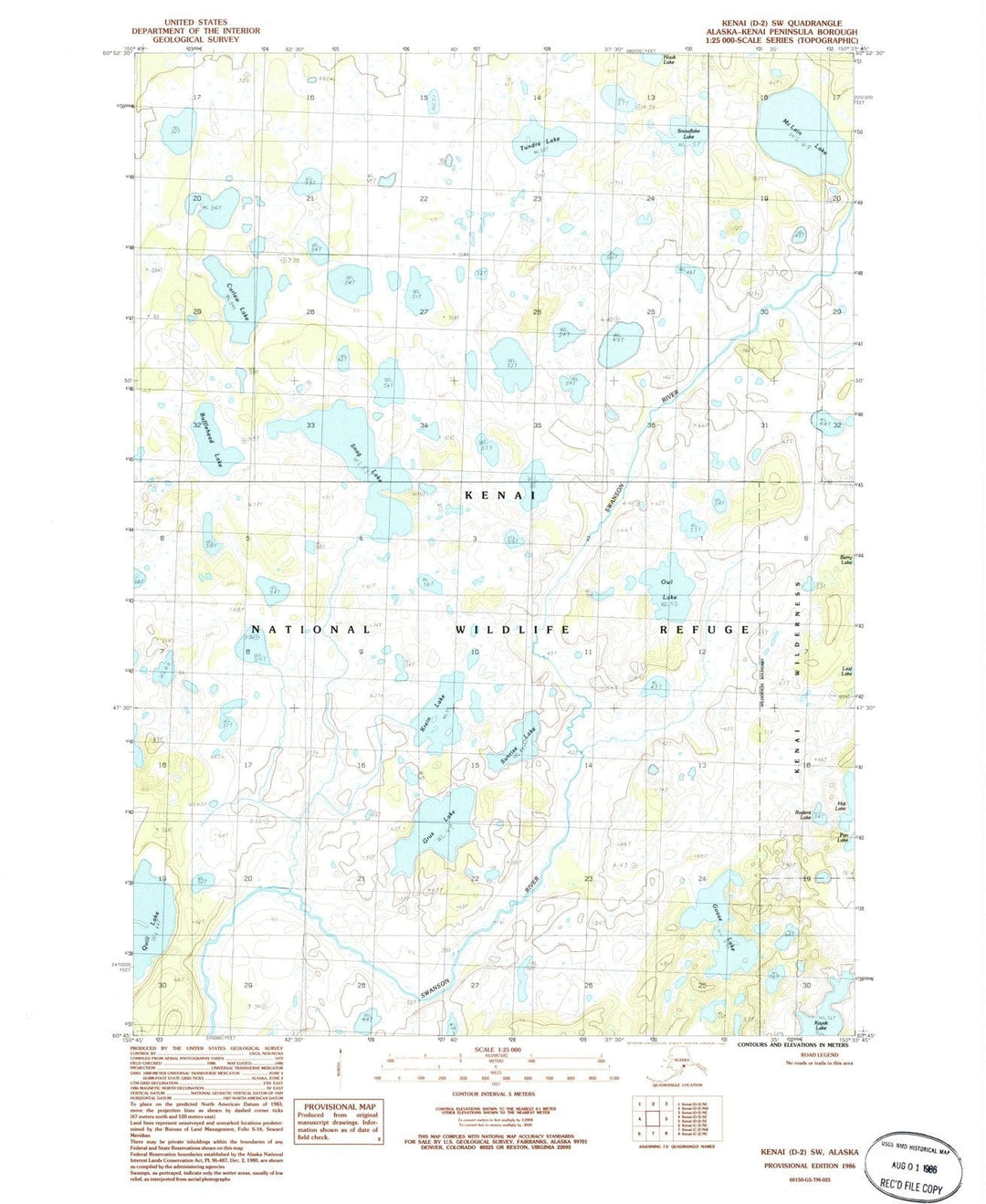 1986 Kenai, AK - Alaska - USGS Topographic Map v25