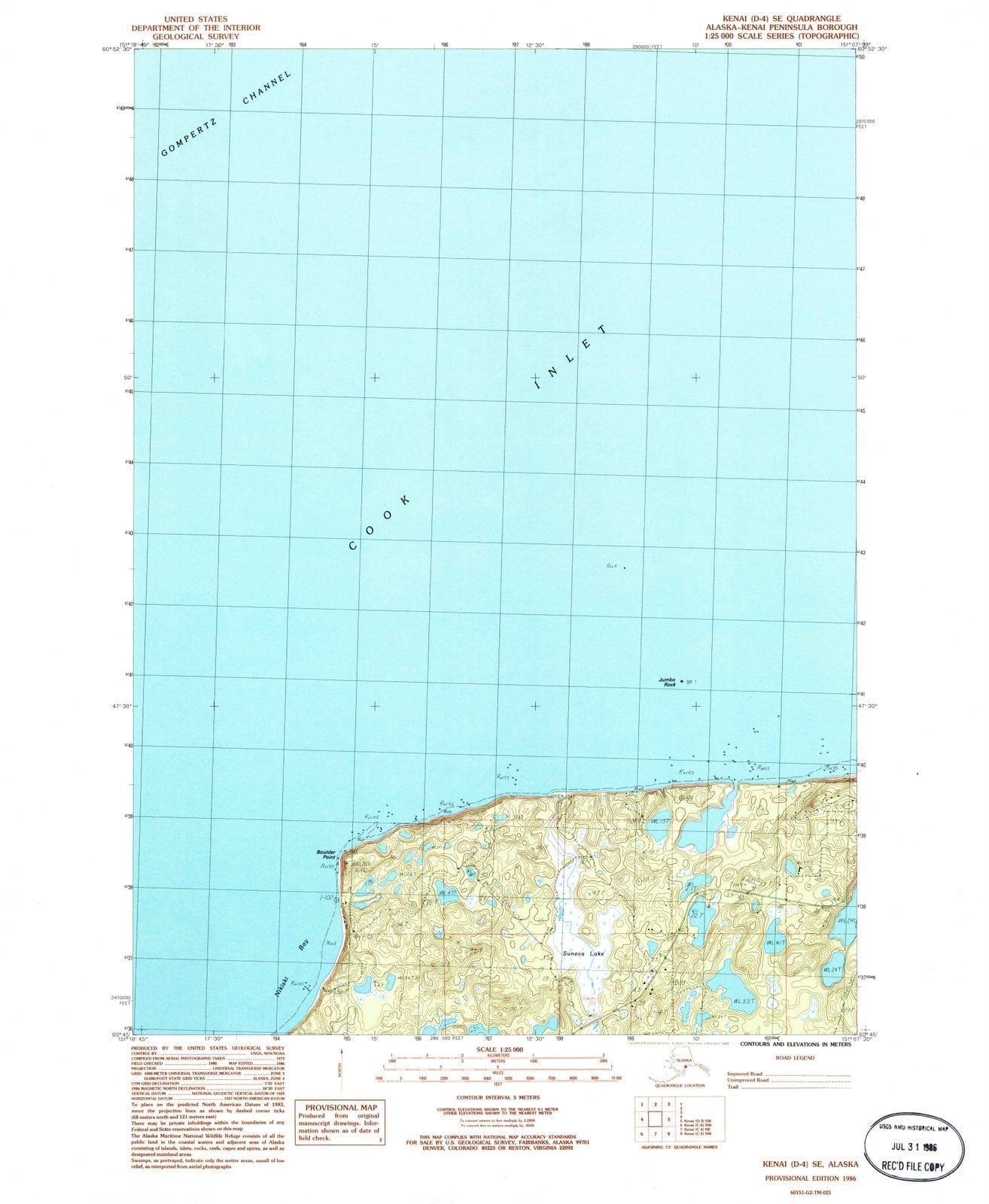 1986 Kenai, AK - Alaska - USGS Topographic Map v28