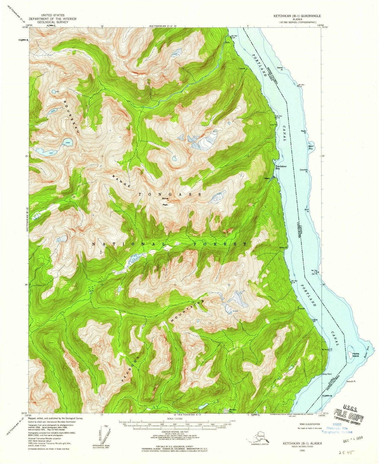 1955 Ketchikan, AK - Alaska - USGS Topographic Map5