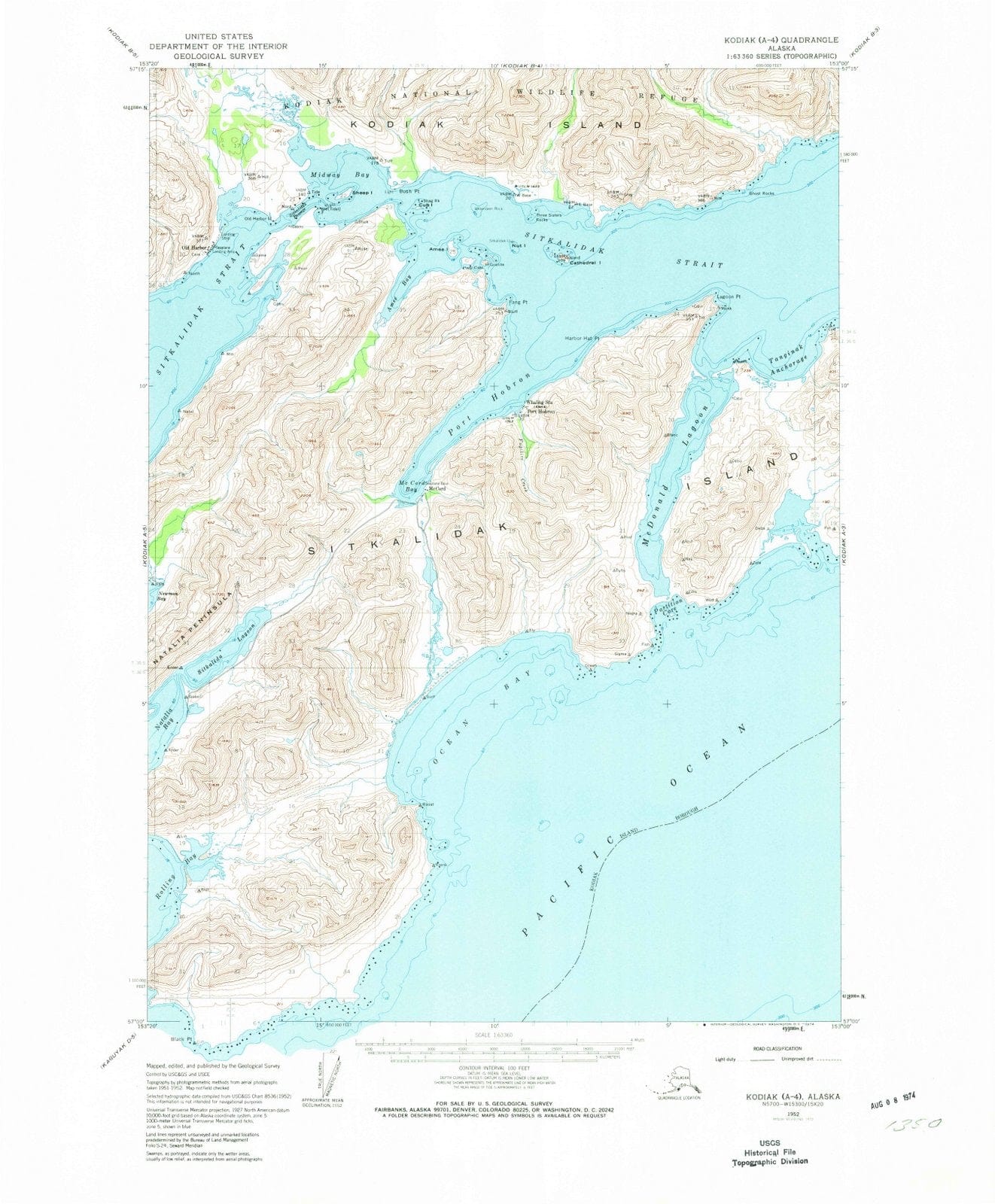 1952 Kodiak, AK - Alaska - USGS Topographic Map2